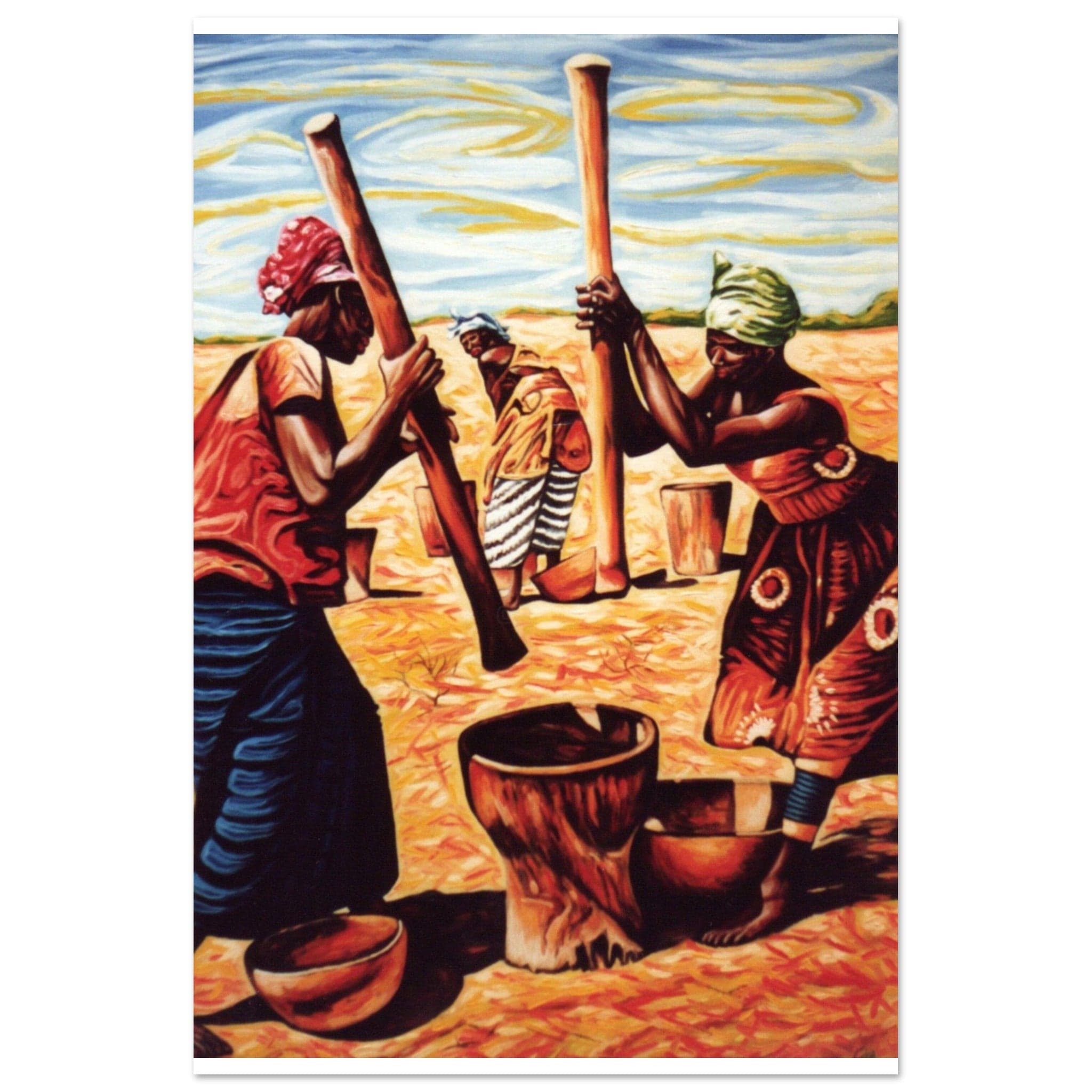 Gelato Print Material 60x90 cm / 24x36″ Tableau Africain Femme Village