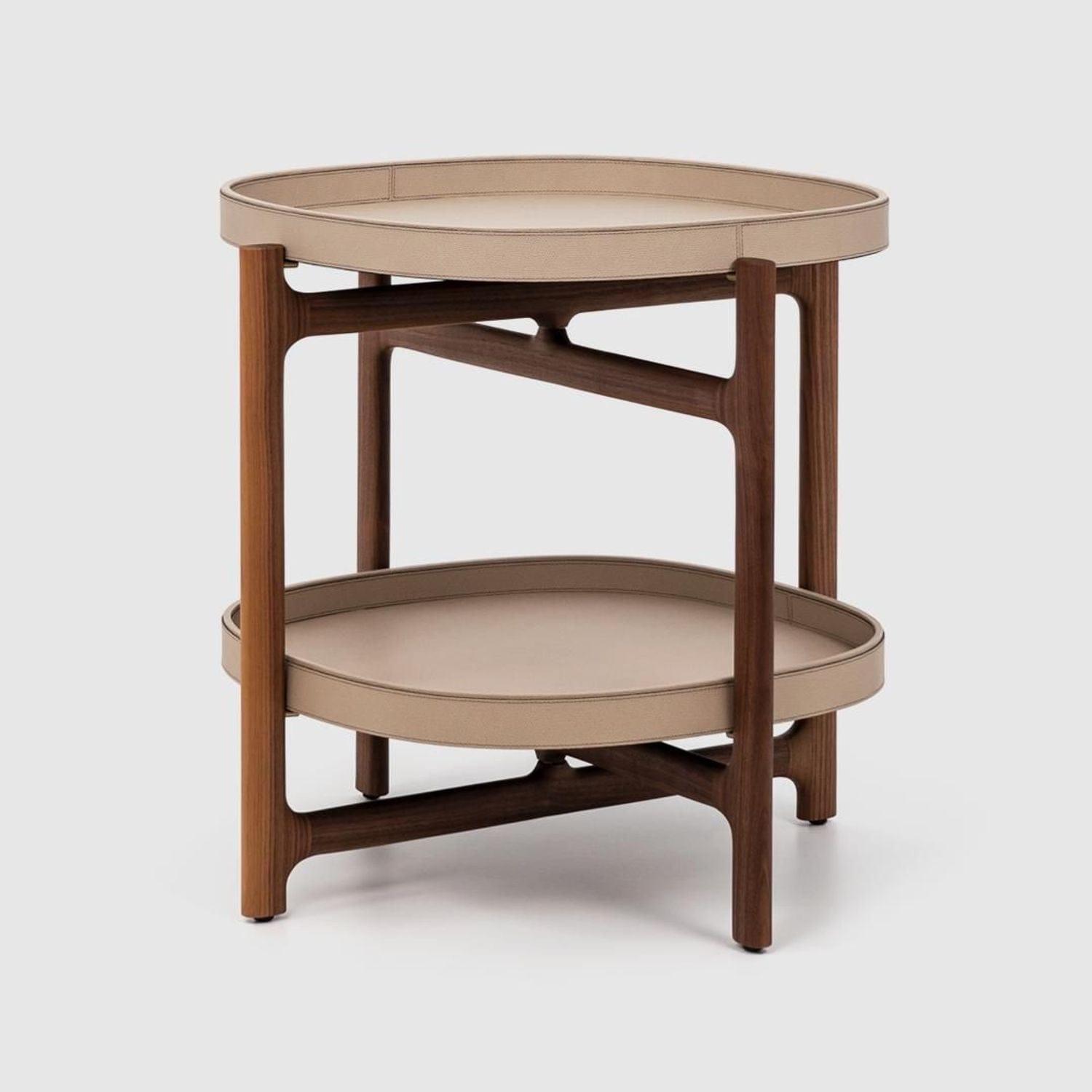 Canvanation Table d'Appoint Euclide en Bois et Cuir Recyclé : Élégance Moderne pour Intérieur et Extérieur
