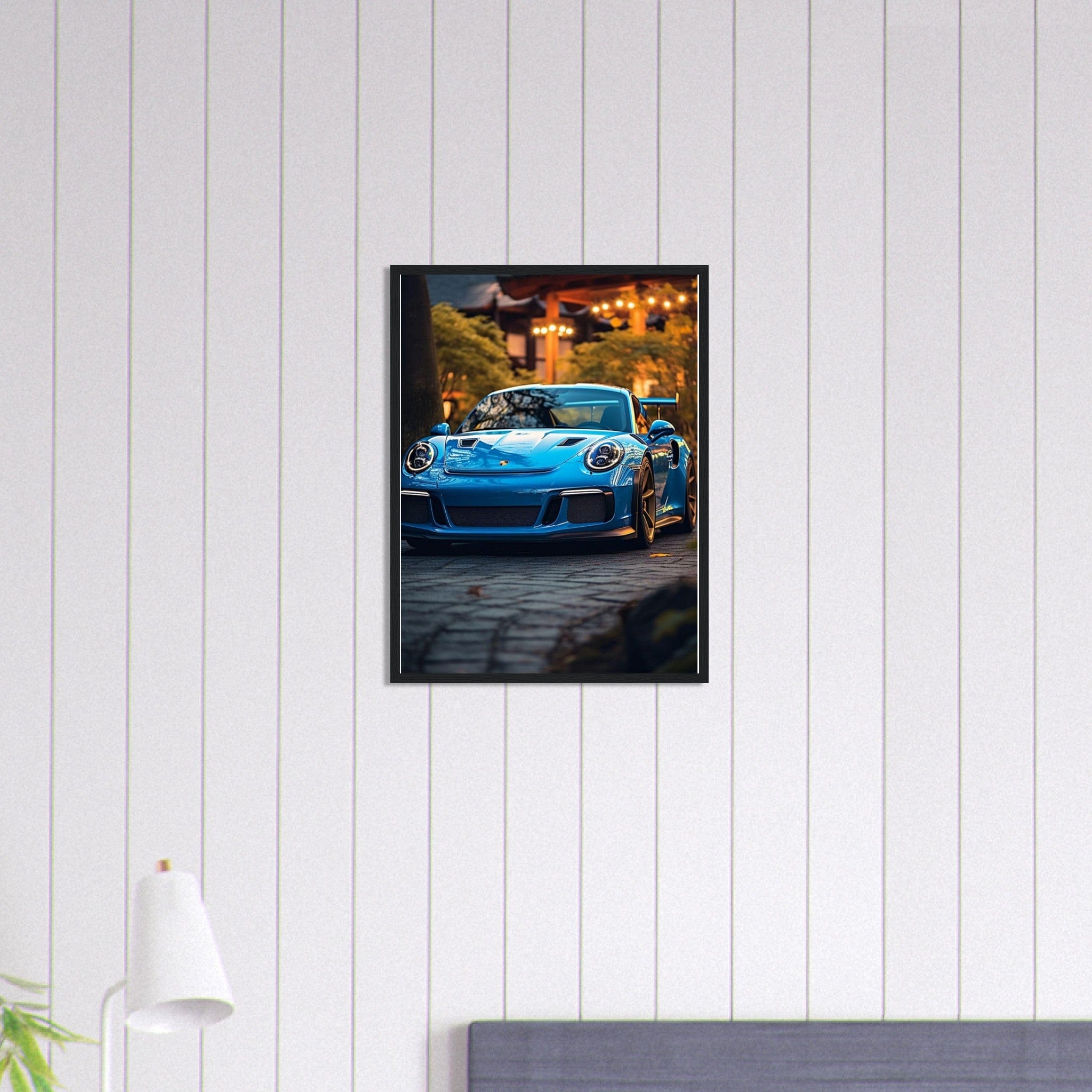 Canvanation Print Material 45x60 cm / 18x24″ Tableau Voiture Porshe Bleu