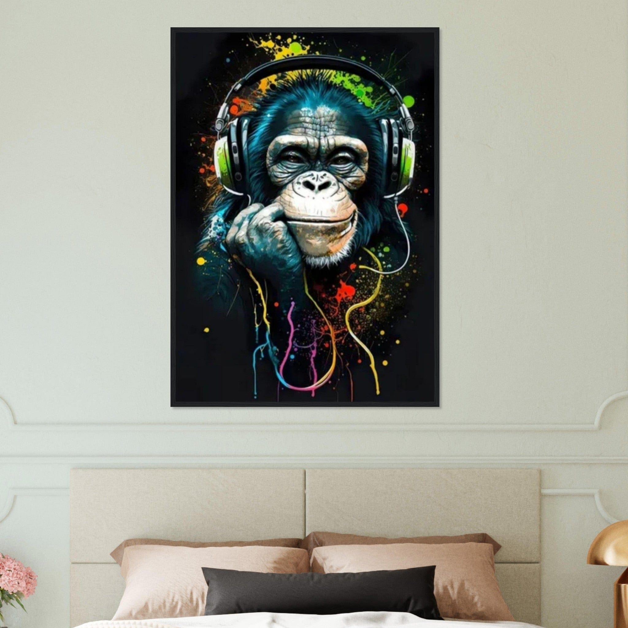 Tableau Singe Pop Art Avec Un Casque 