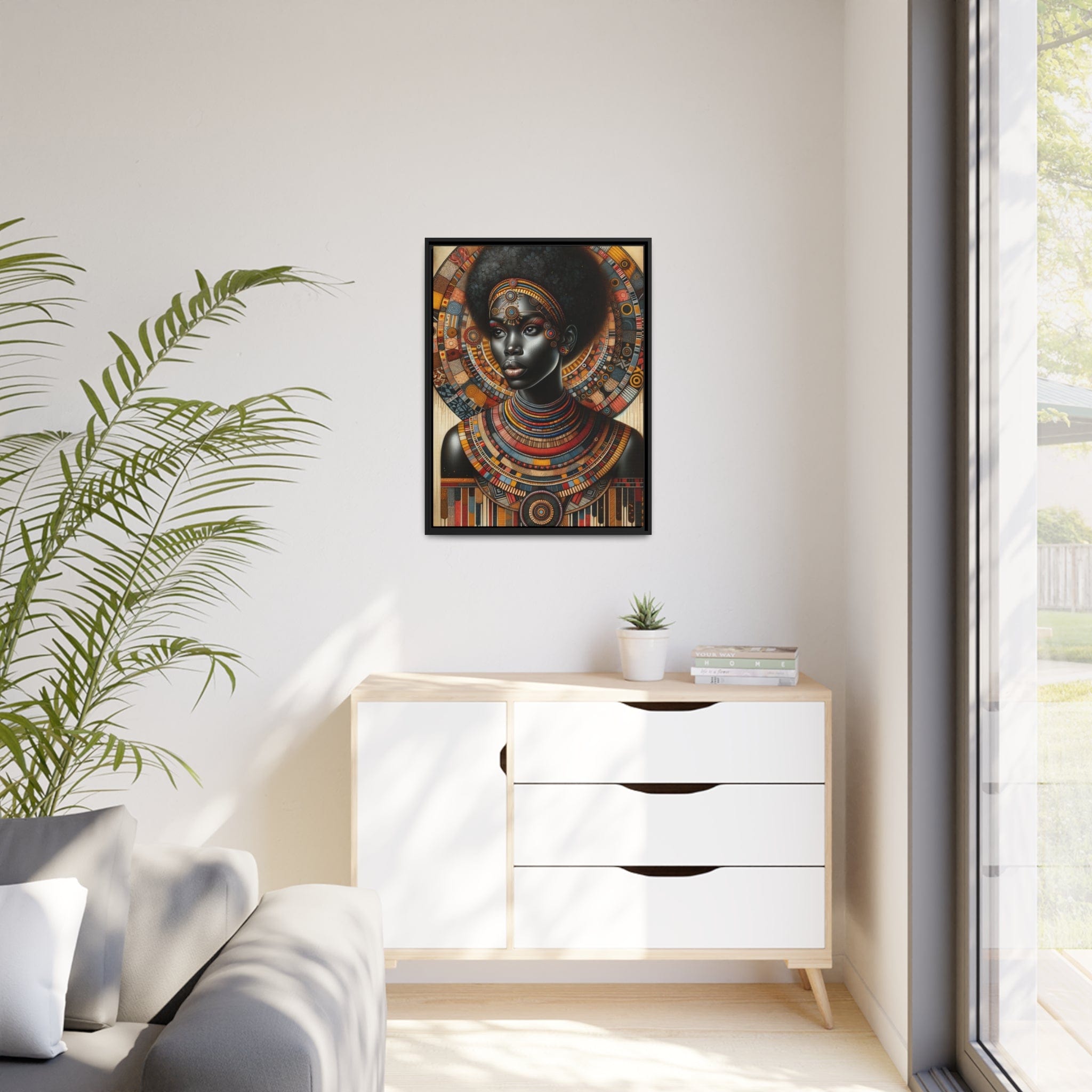 Printify Canvas Tableau "Afrique épanouie : La beauté féminine capturée dans un tableau"