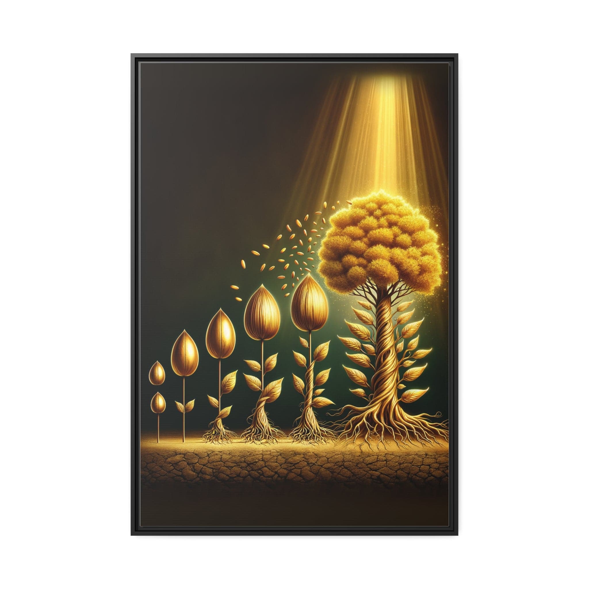 Printify Canvas 81.30 Cm″ x 121.90 Cm″ (Vertical) Tableau L'éclat divin de l'Arbre de vie doré