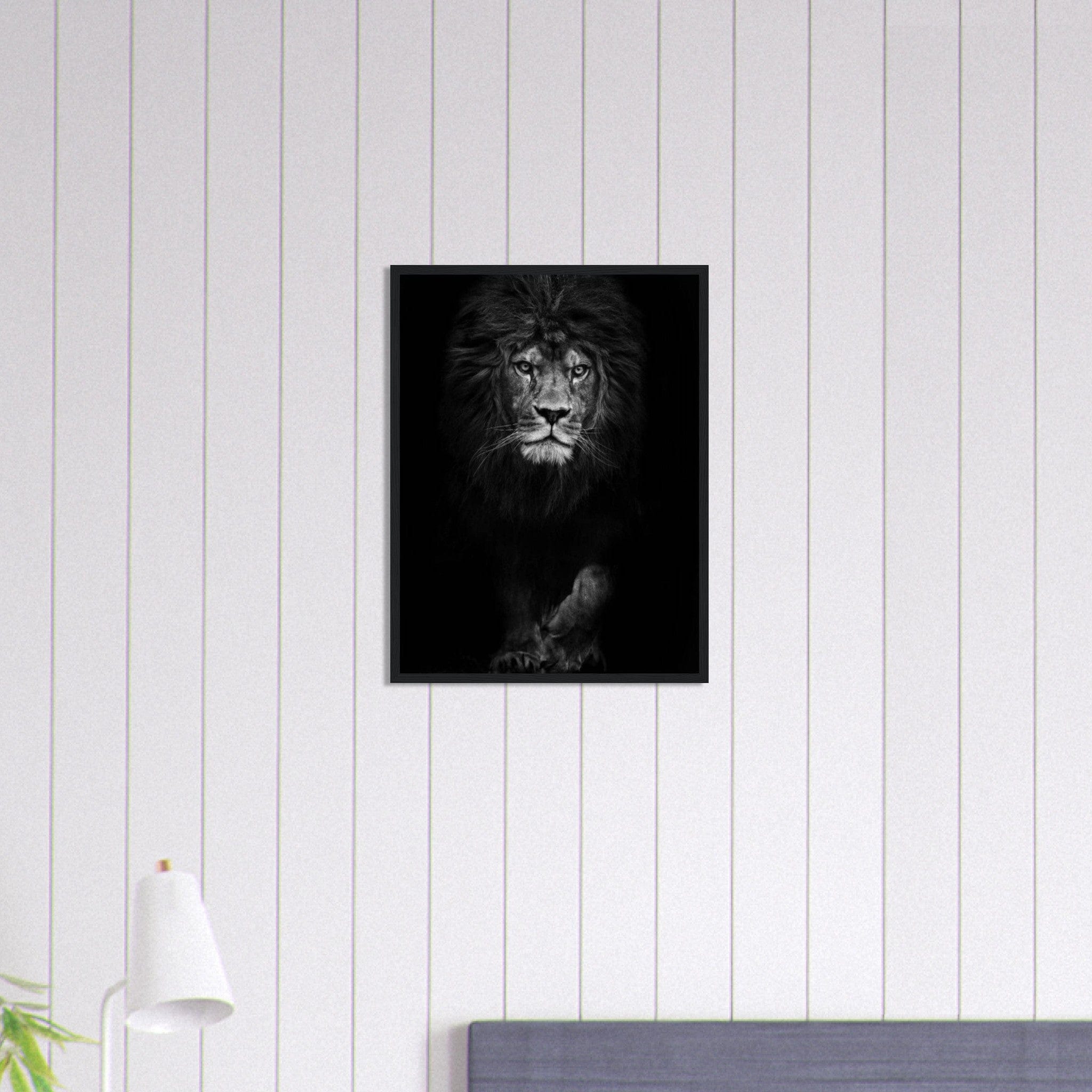 Canvanation Print Material 45x60 cm / 18x24″ Tableau Lion Street Art Avec Couronne Noir Blanc