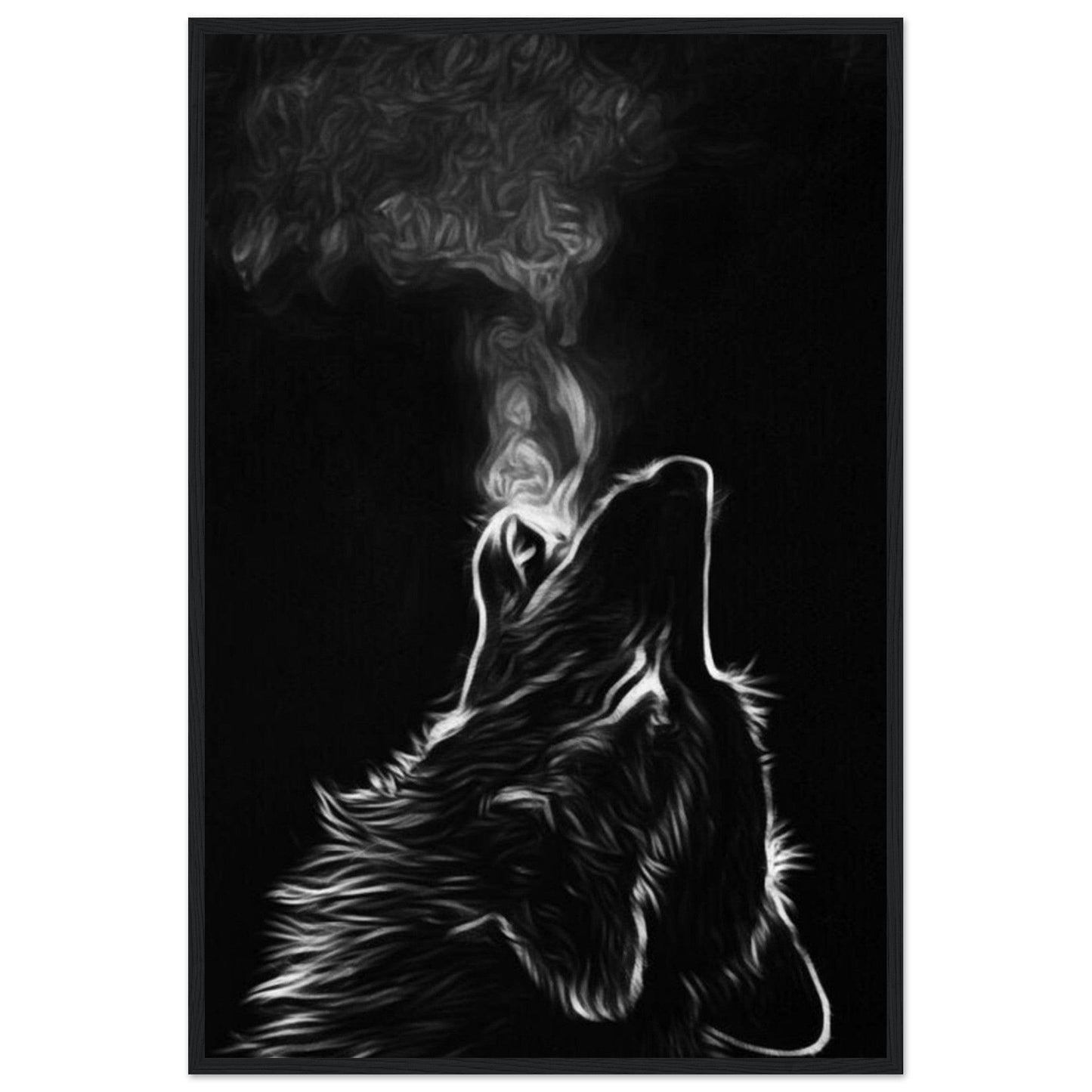 Tableau Loup Fumé Noir Et Blanc - Canvanation