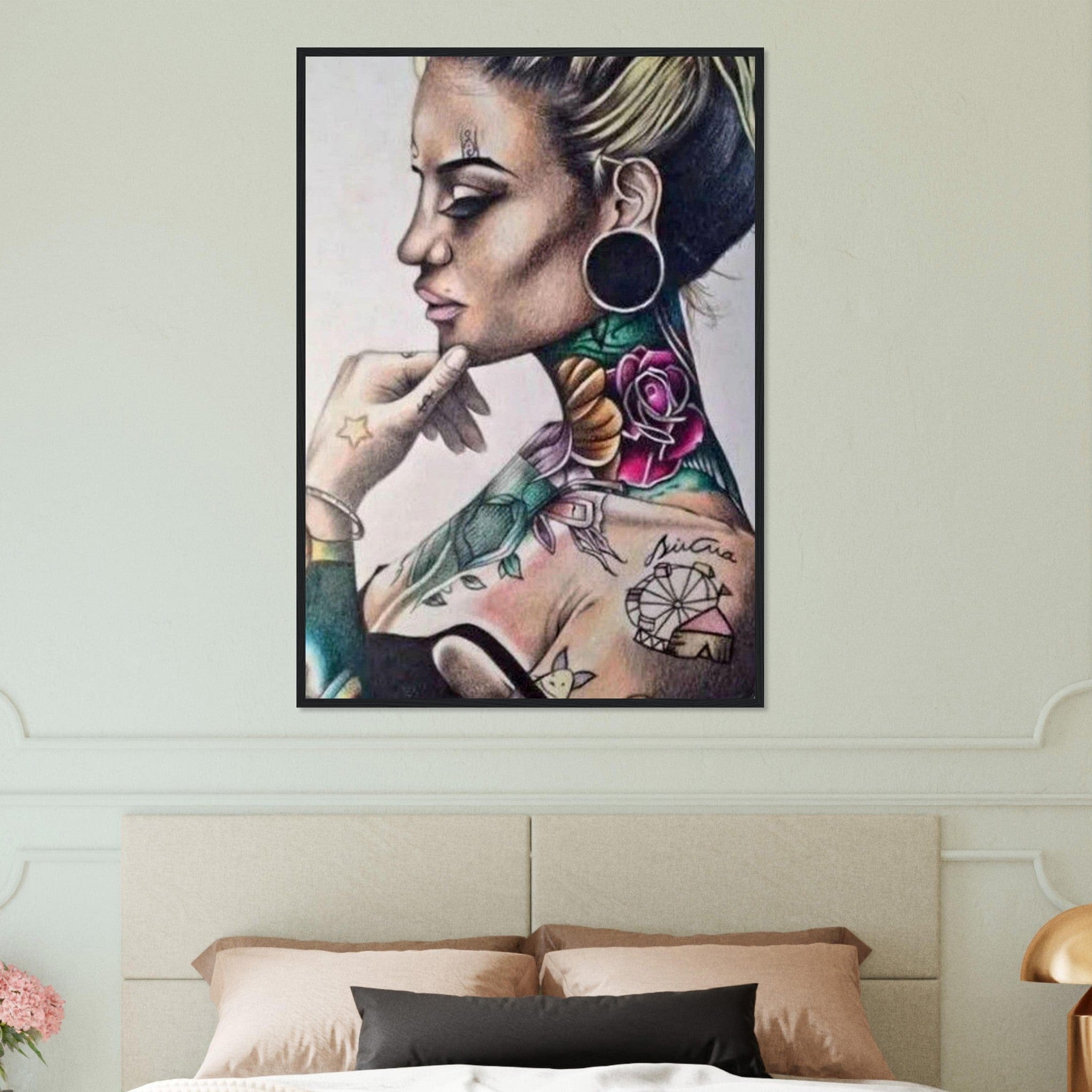 Canvanation Print Material Tableau Street Art Femme Tatouage Fleurs