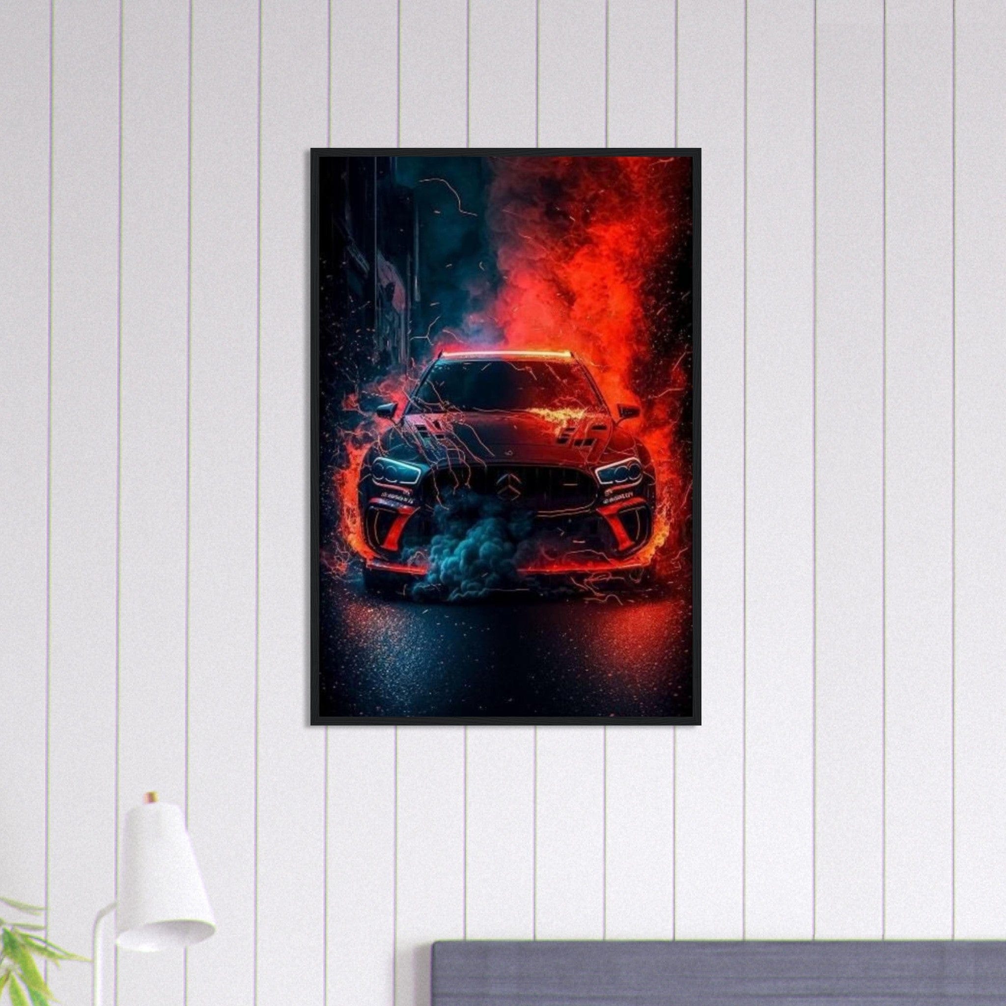 Canvanation Print Material 60x90 cm / 24x36″ Tableau Voiture Mercedes Police En Feu