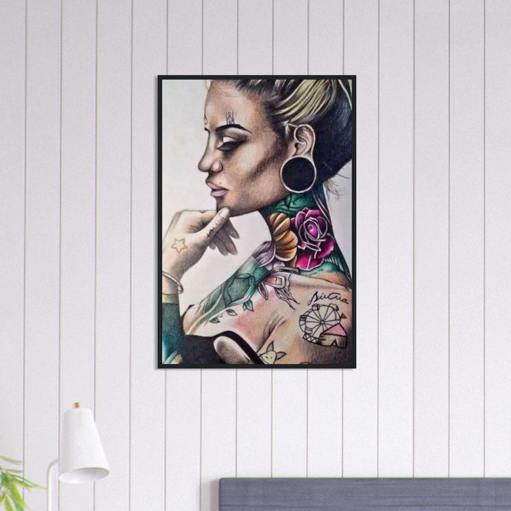 Canvanation Print Material 60x90 cm / 24x36″ Tableau Street Art Femme Tatouage Fleurs