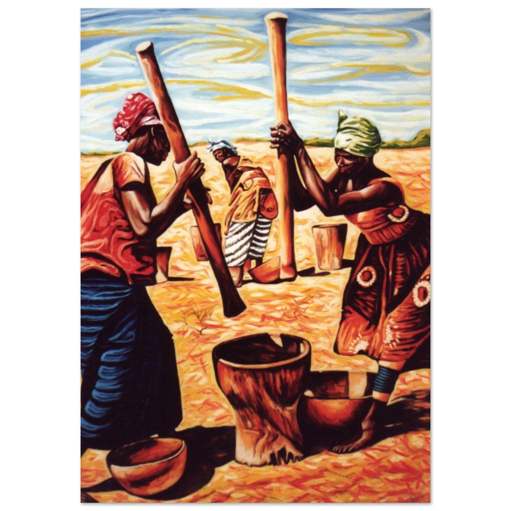 Gelato Print Material A0 (84.1 x 118.9  cm) Tableau Africain Femme Village