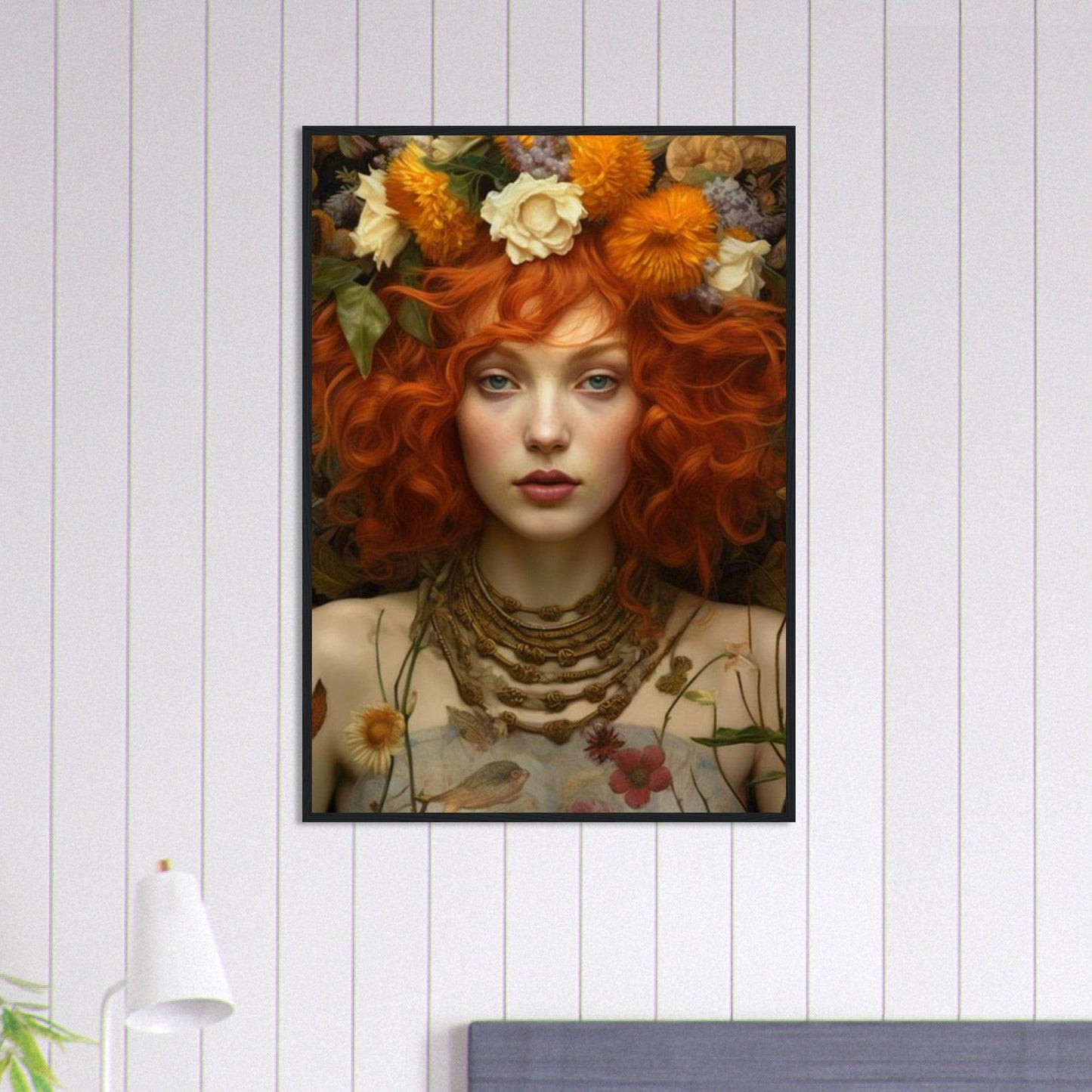 Tableau Femme Fleurs Cheveux Rousse