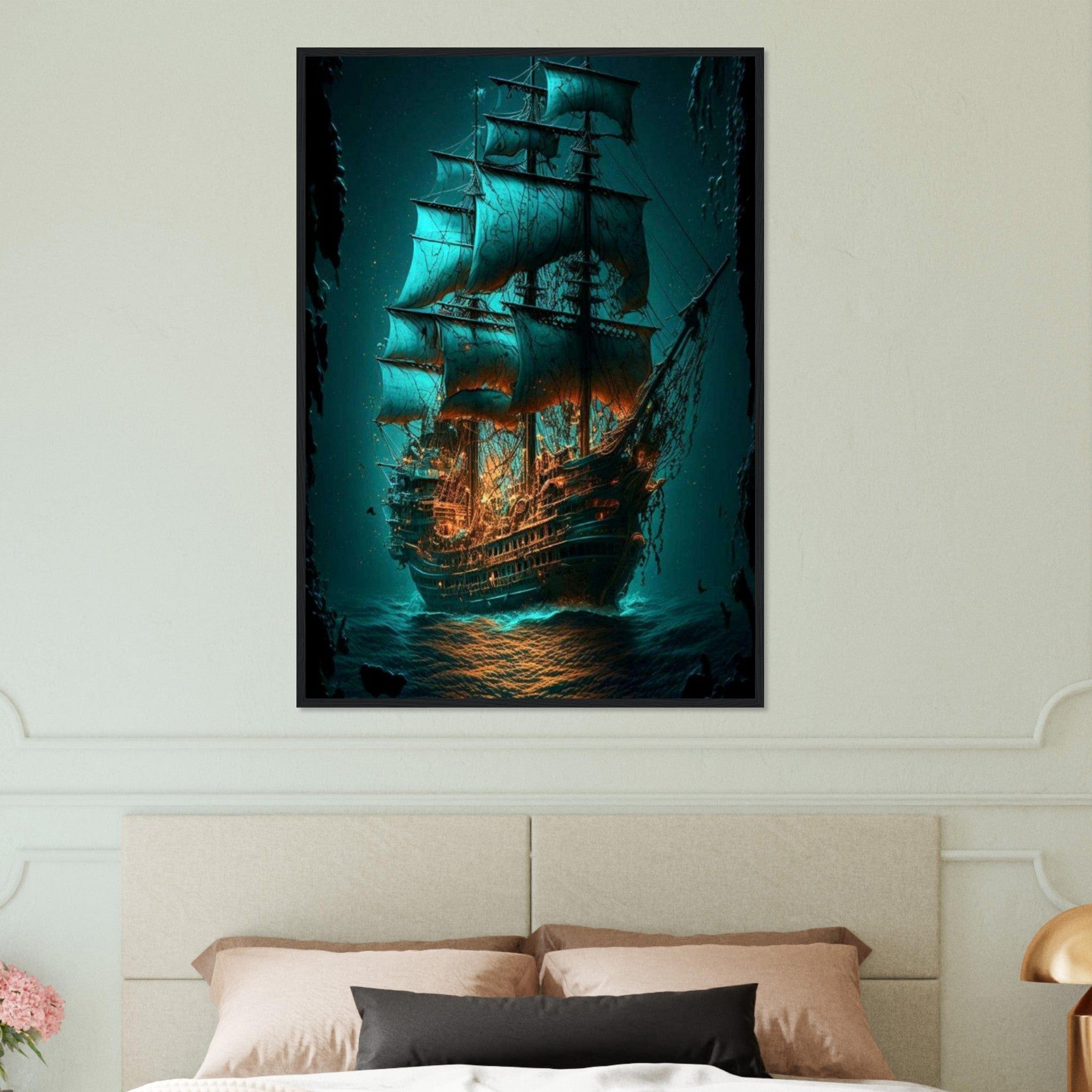 Canvanation Print Material 70x100 cm / 28x40″ Tableau Voilier Pirate De Nuit