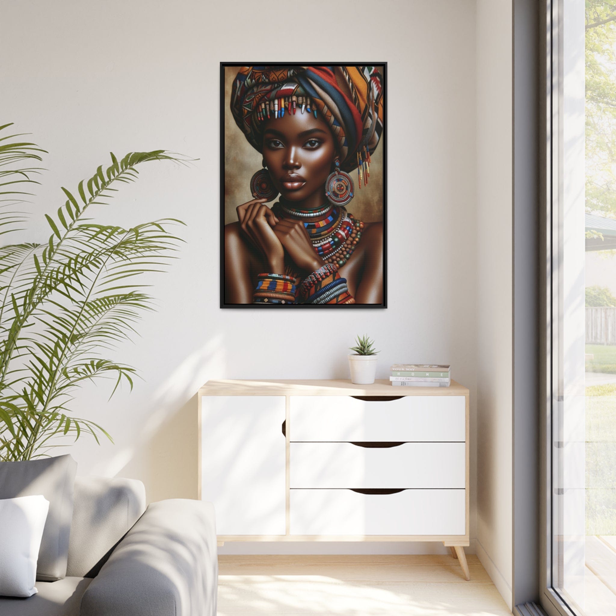 Printify Canvas Tableau "La beauté africaine au féminin : un tableau vibrant de couleurs et d'émotions"