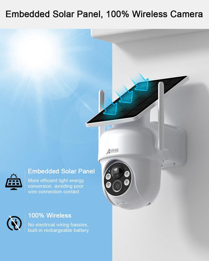 Canvanation Camera De Surveillance Extérieure Wifi Avec Panneau Solaire