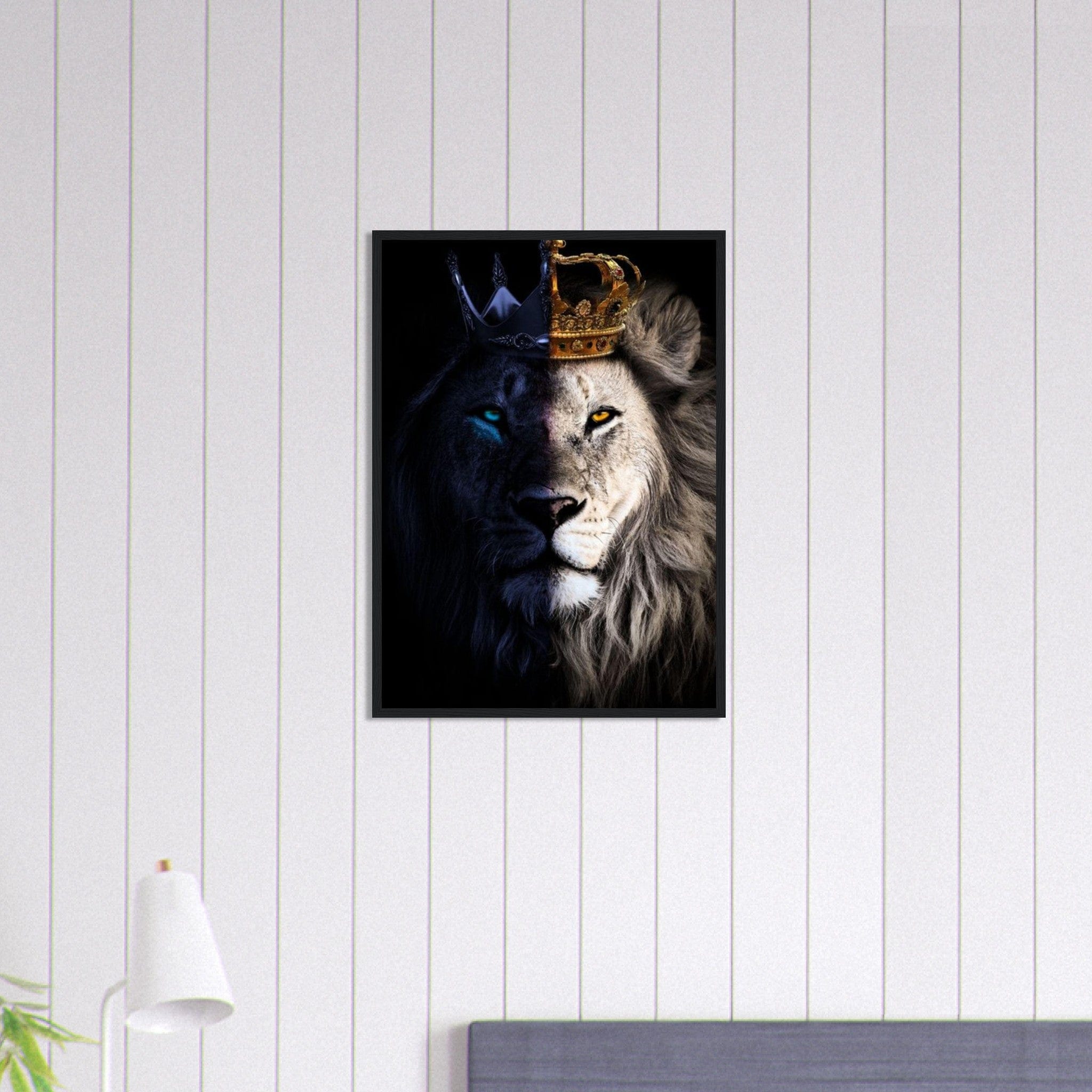 Canvanation Print Material 50x70 cm / 20x28″ Tableau Lion Blanc Et Bleu