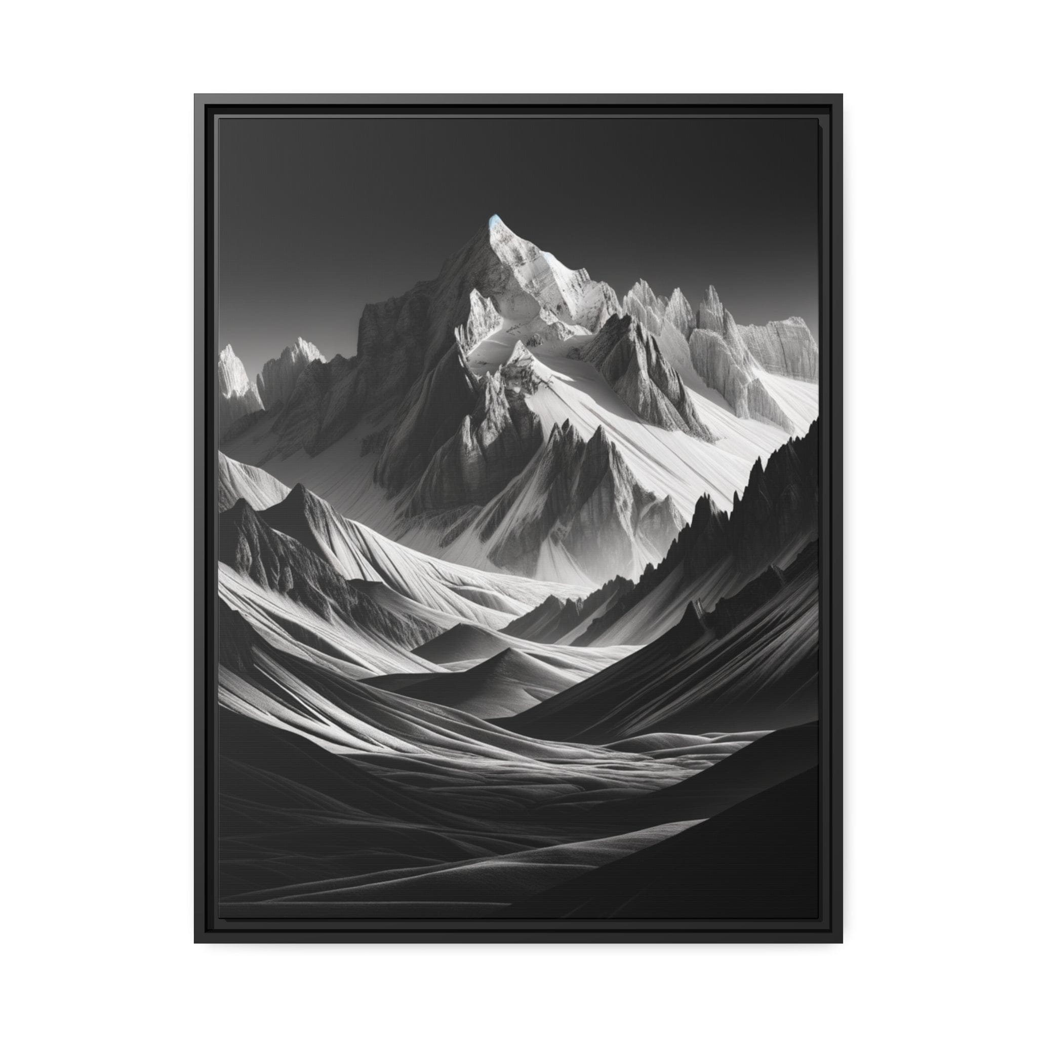 Printify Canvas 61.00 Cm" x 81.30 Cm" (Vertical) Tableau "Contraste majestueux : Le paysage montagneux en noir et blanc"