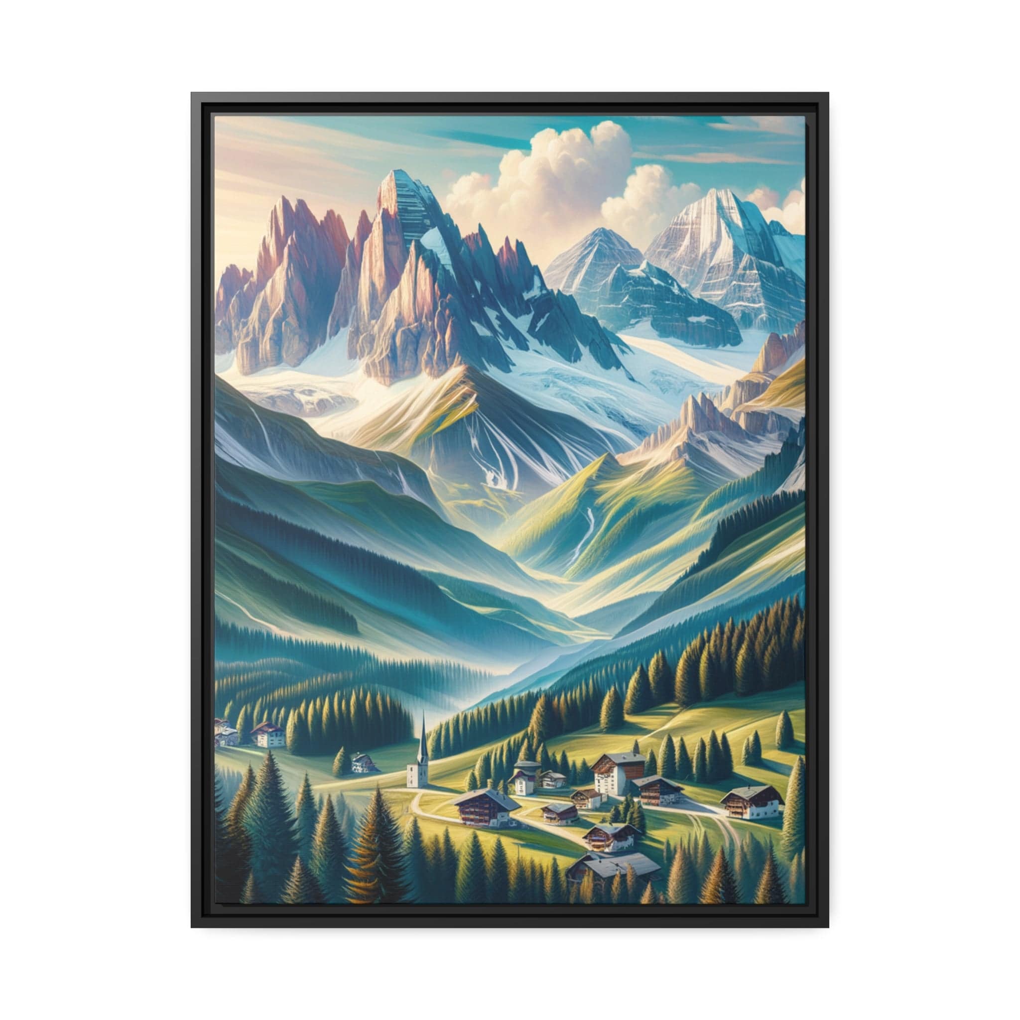 Printify Canvas 61.00 Cm" x 81.30 Cm" (Vertical) Tableau "Émerveillement alpin : Un tableau vibrant des sommets majestueux des Alpes"