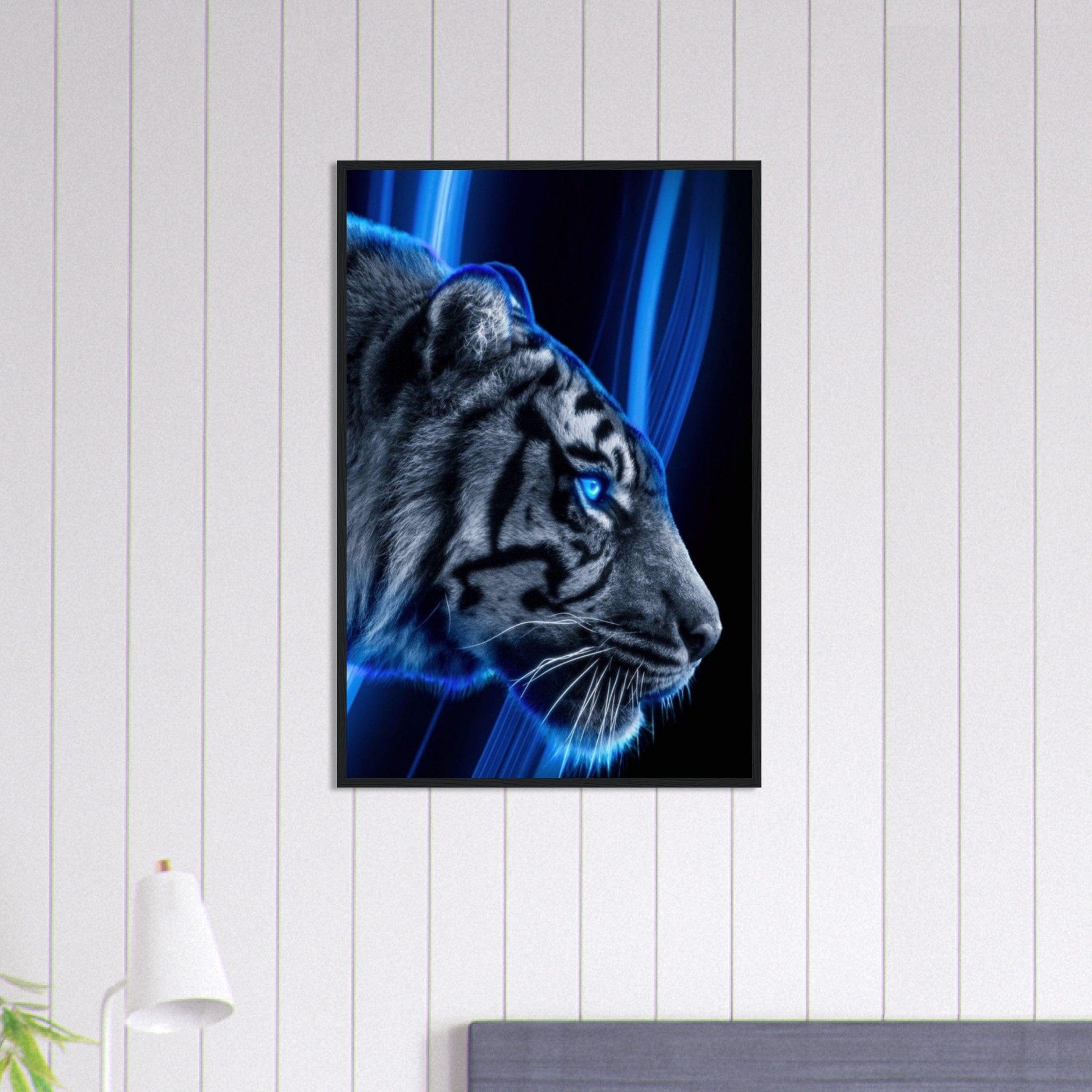 Canvanation Print Material 60x90 cm / 24x36″ Tableau Tigre Blanc Yeux Bleu