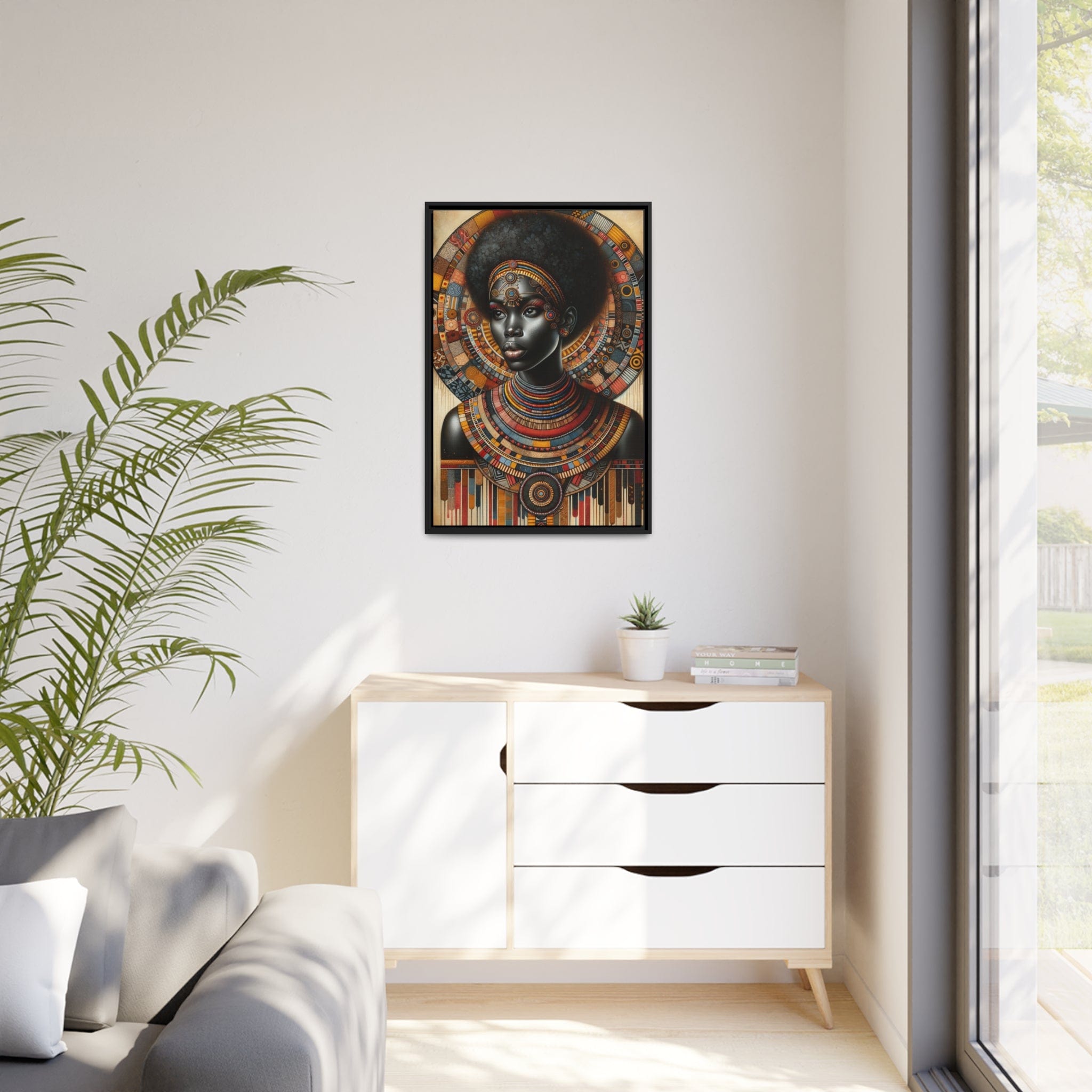 Printify Canvas Tableau "Afrique épanouie : La beauté féminine capturée dans un tableau"