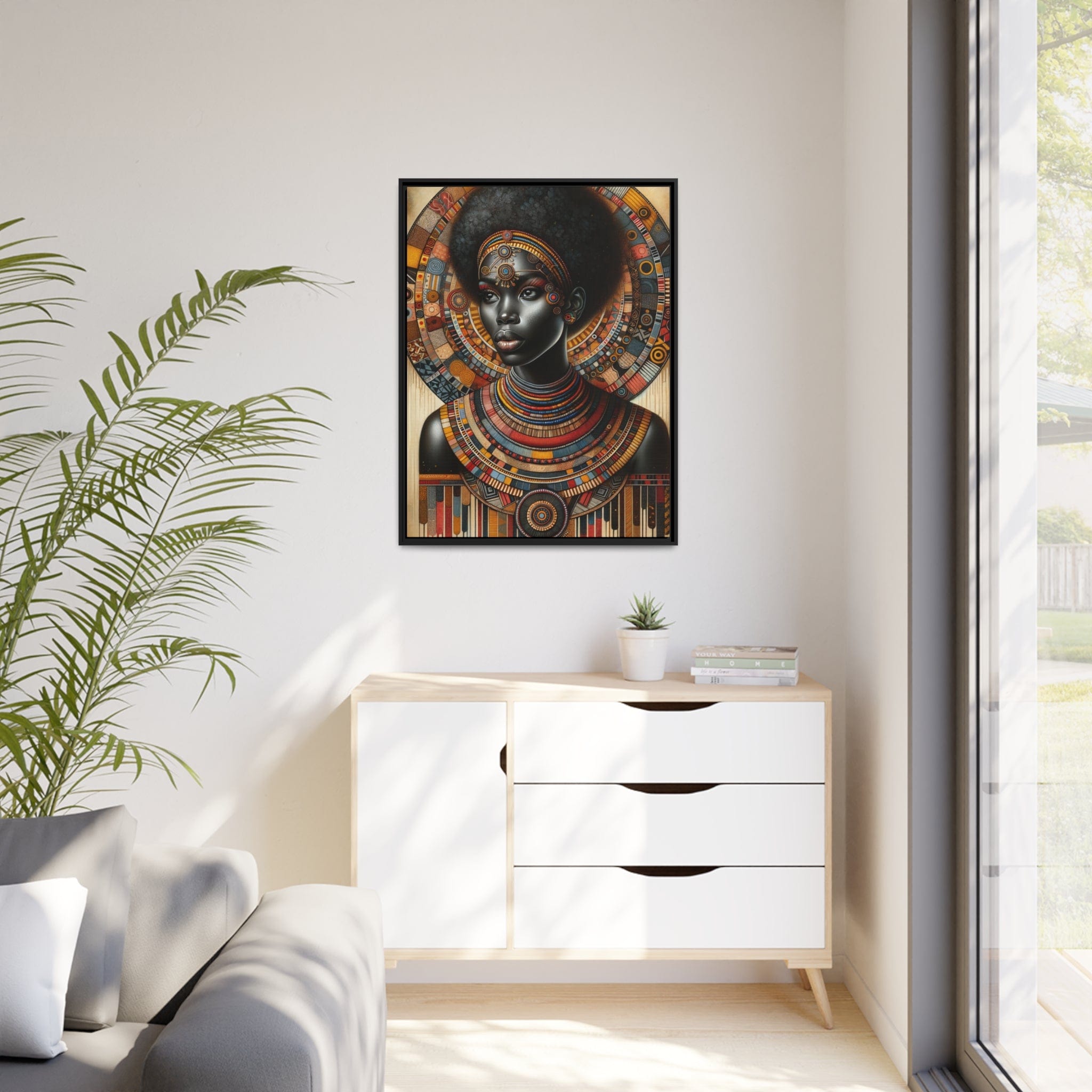 Printify Canvas Tableau "Afrique épanouie : La beauté féminine capturée dans un tableau"