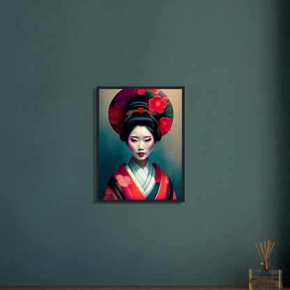 Tableau Japon Geisha Kimono Fleurs Canvanation