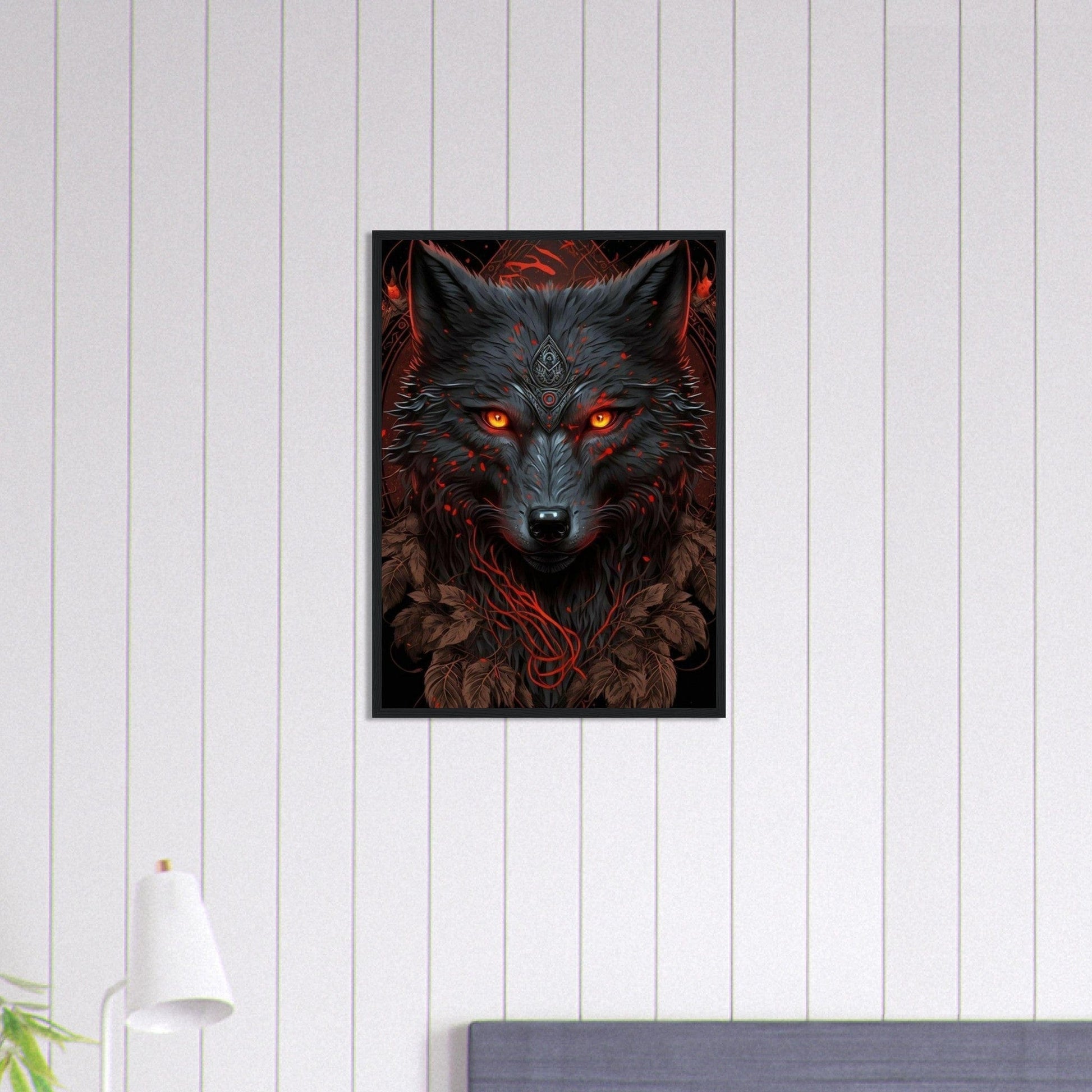 Tableau Loup Noir Yeux Rouge Canvanation