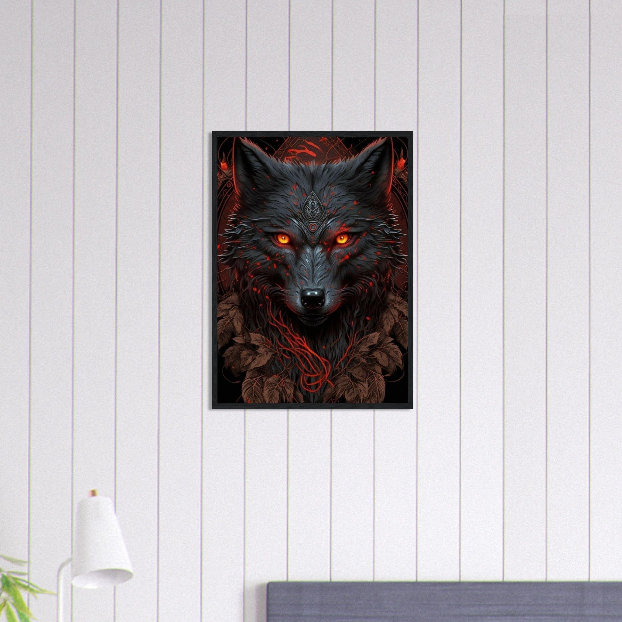 Canvanation Print Material 50x70 cm / 20x28″ Tableau Loup Noir Yeux Rouge