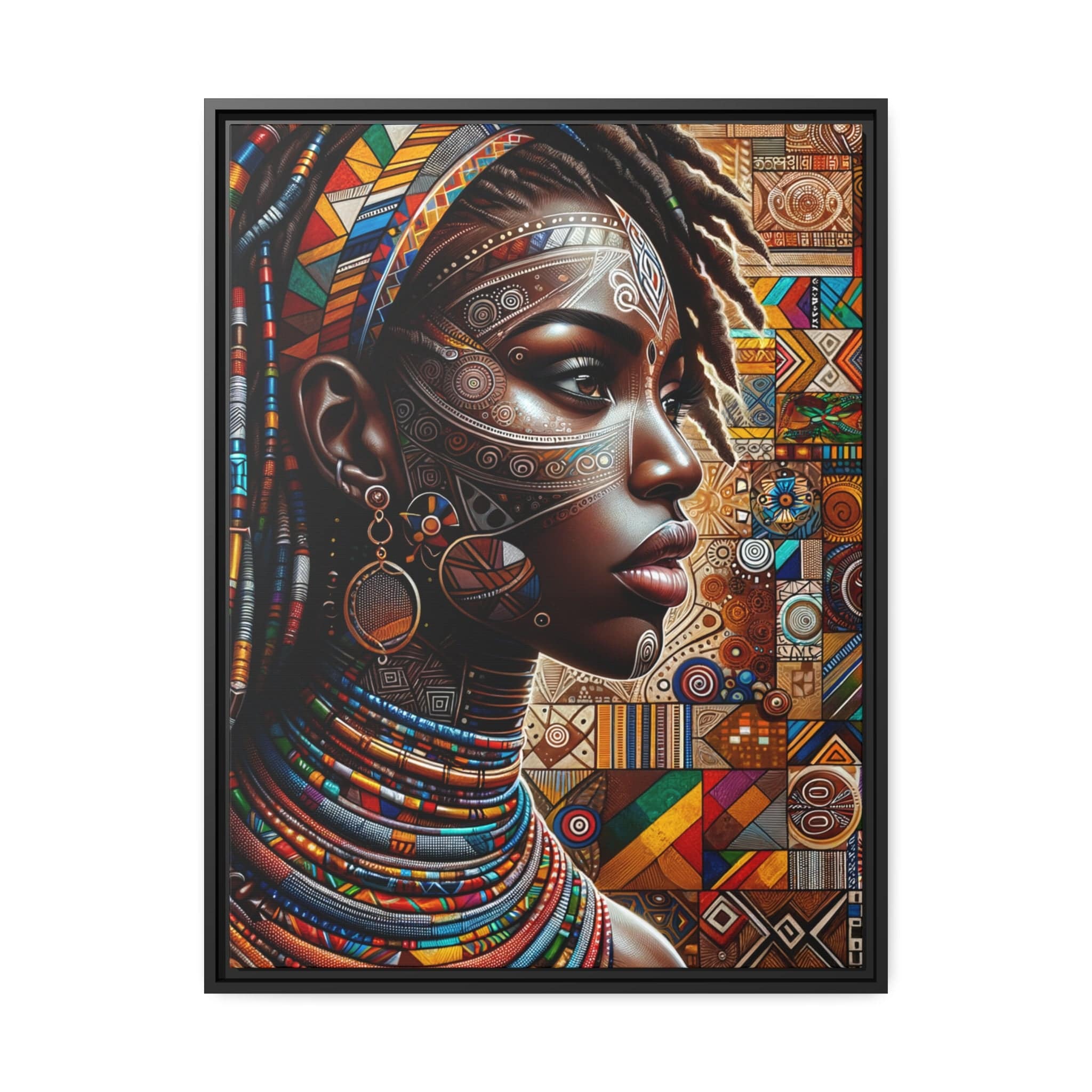 Printify Canvas 61.00 Cm" x 81.30 Cm" (Vertical) Tableau "Splendeurs africaines : la femme en toile"