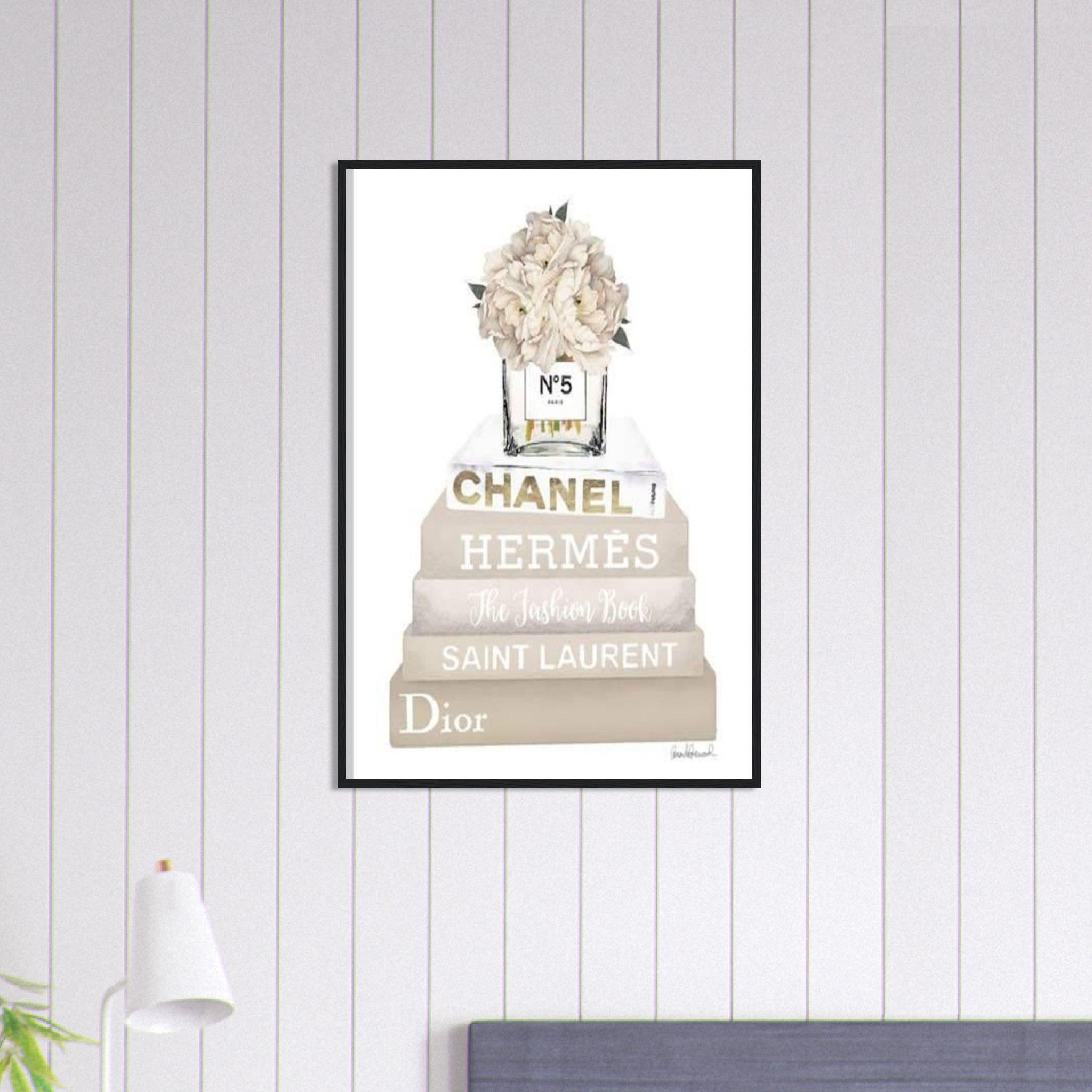 Canvanation Print Material 60x90 cm / 24x36″ Tableau Chanel Numéro 5 Blanc Livres