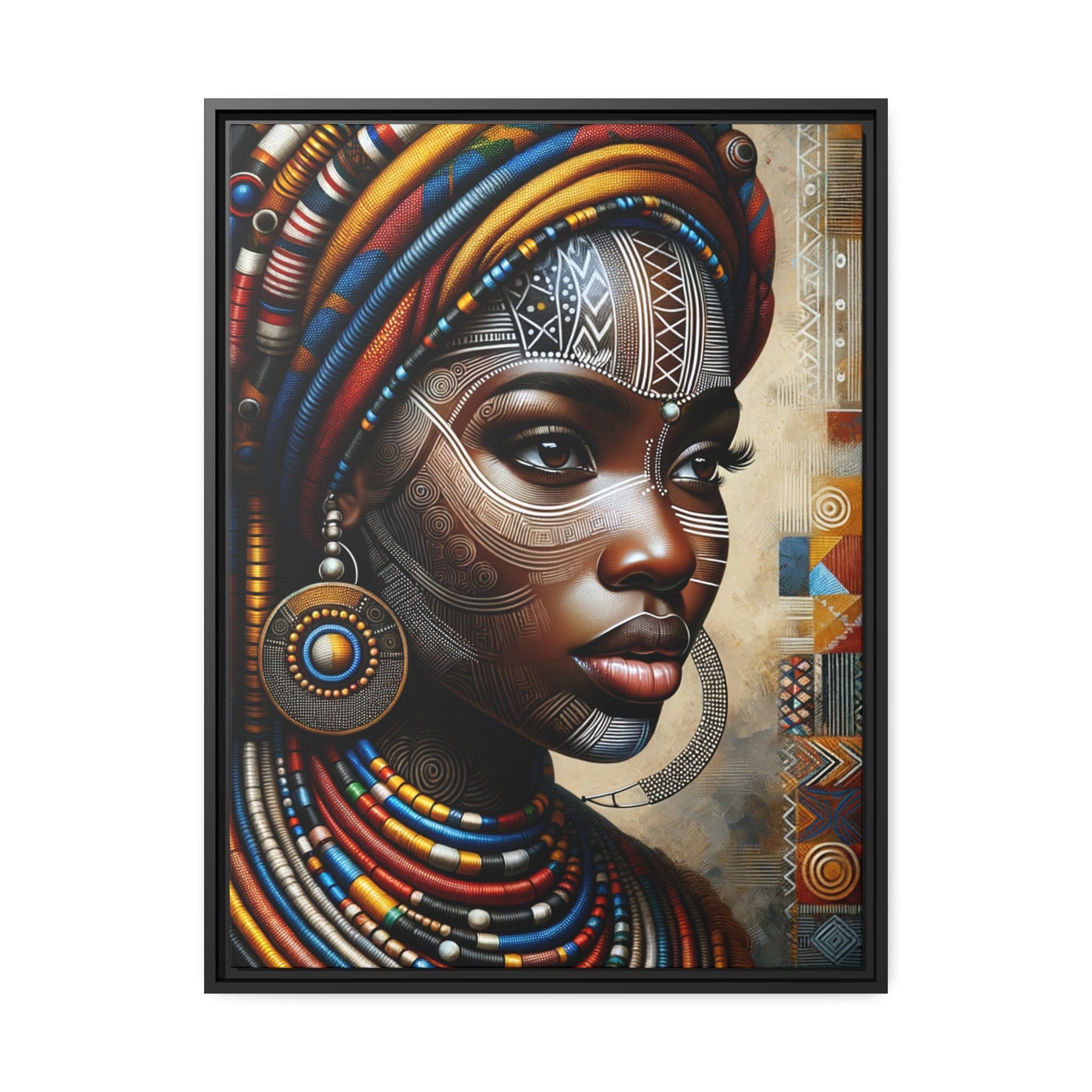 Printify Canvas 61.00 Cm" x 81.30 Cm" (Vertical) Tableau "Afrique Féminine: Le Portrait Coloré de la Beauté, la Force et l'Élégance"