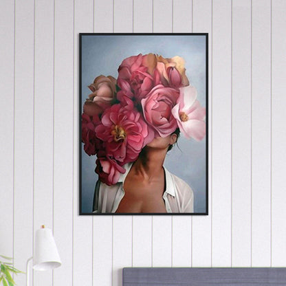 Tableau Femme Fleurs Cheveux Rouge