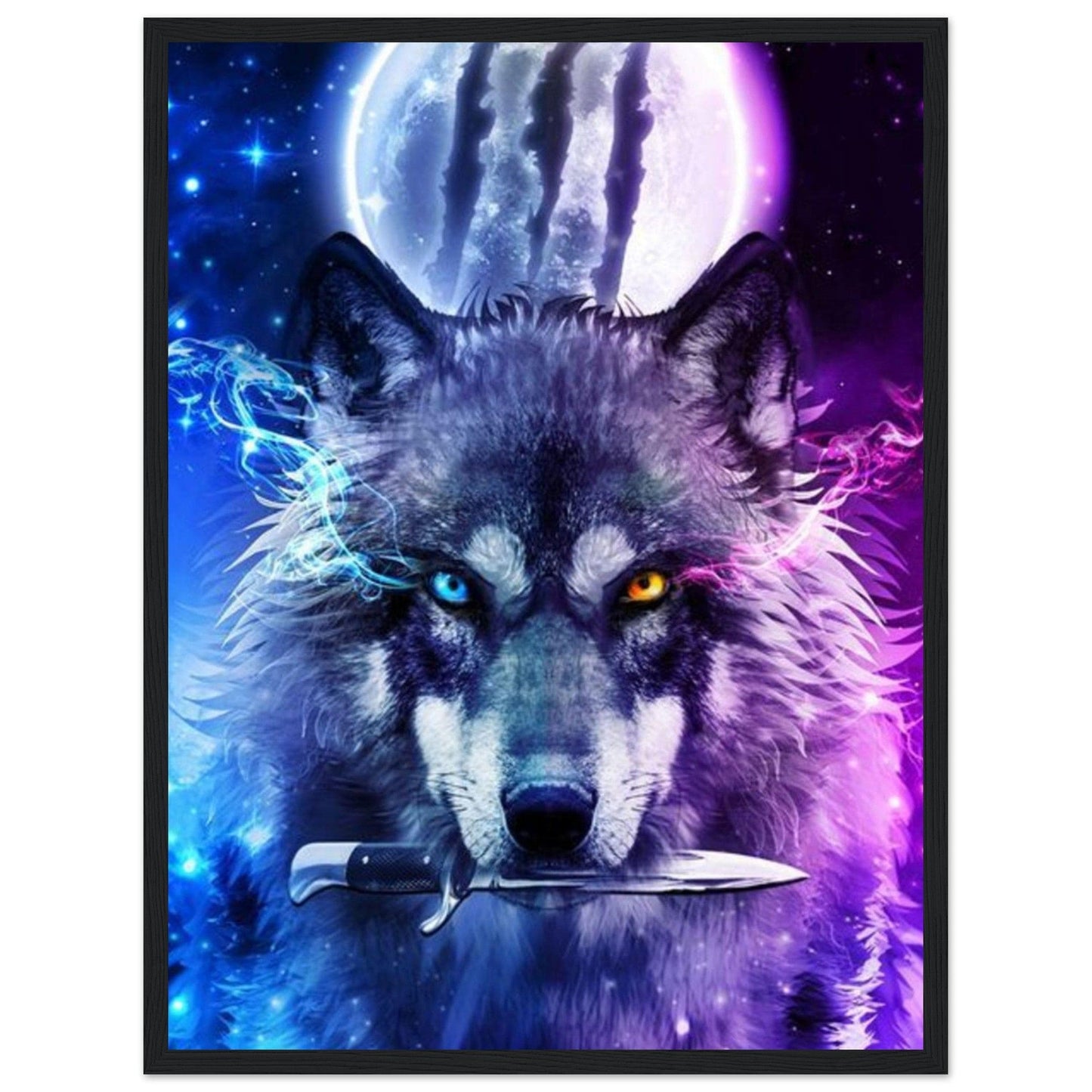 Tableau Loup Violet Et Bleu - Canvanation