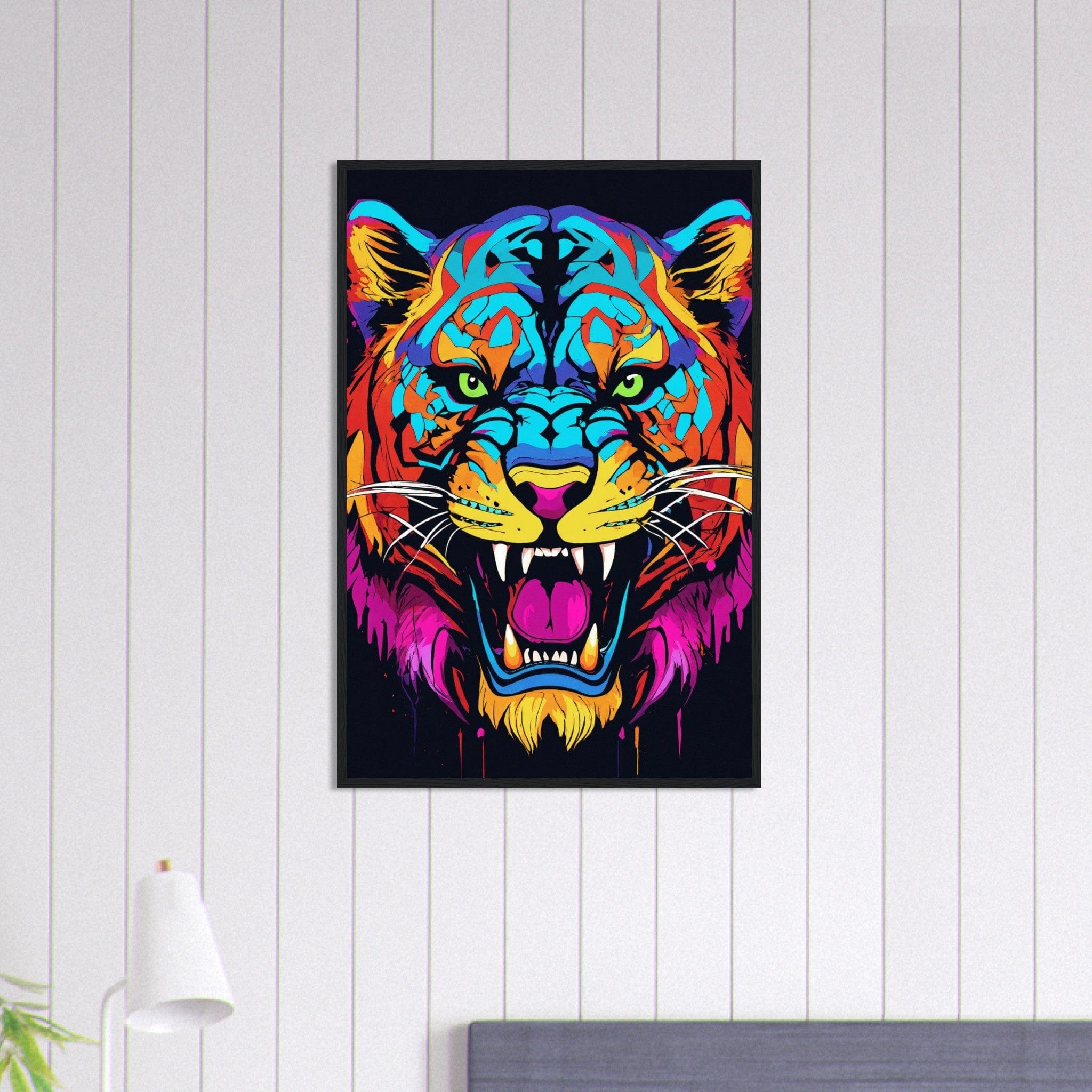 Canvanation Print Material 60x90 cm / 24x36″ Tableau Tigre Rugissement Chromatique