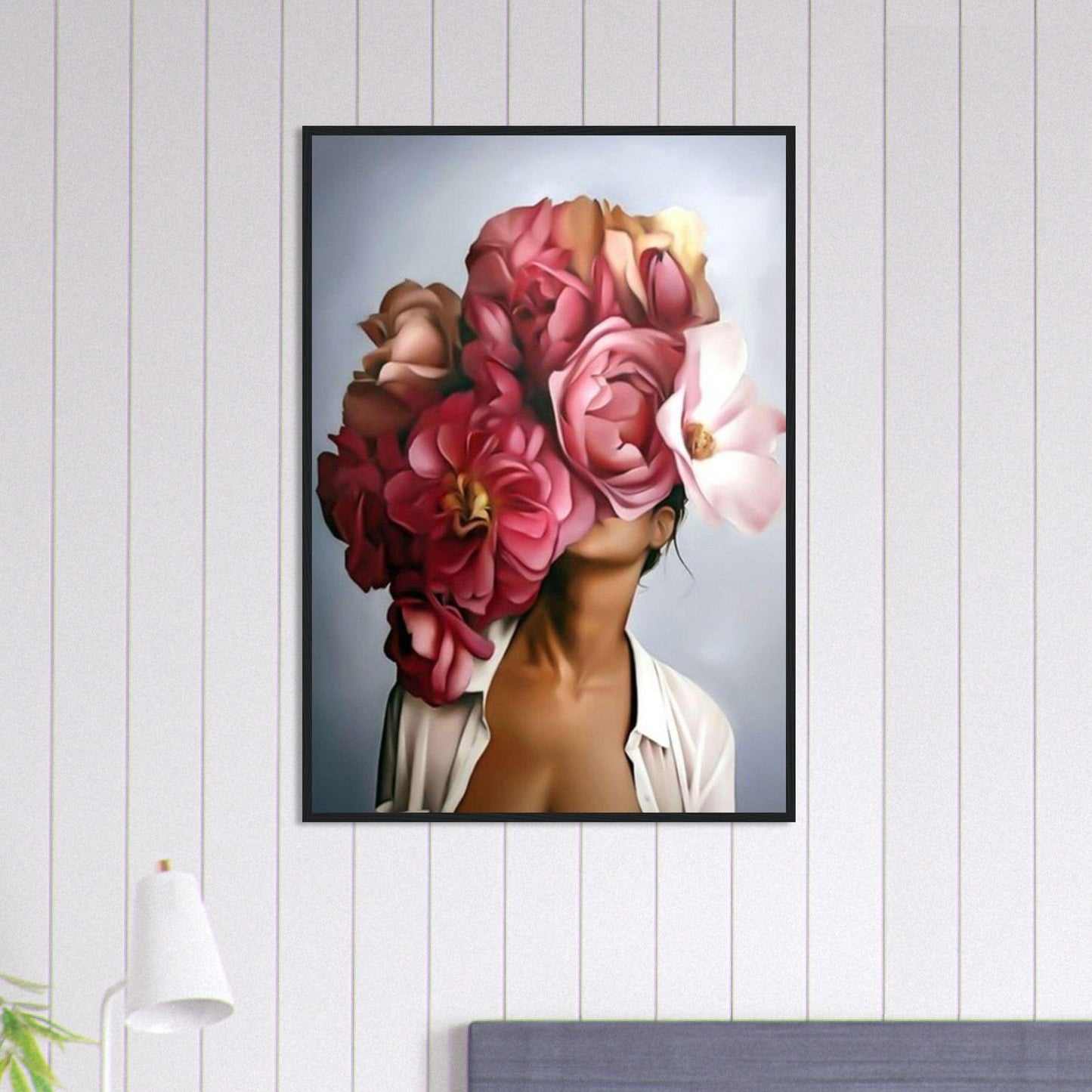 Tableau Femme Fleurs Cheveux Rouge