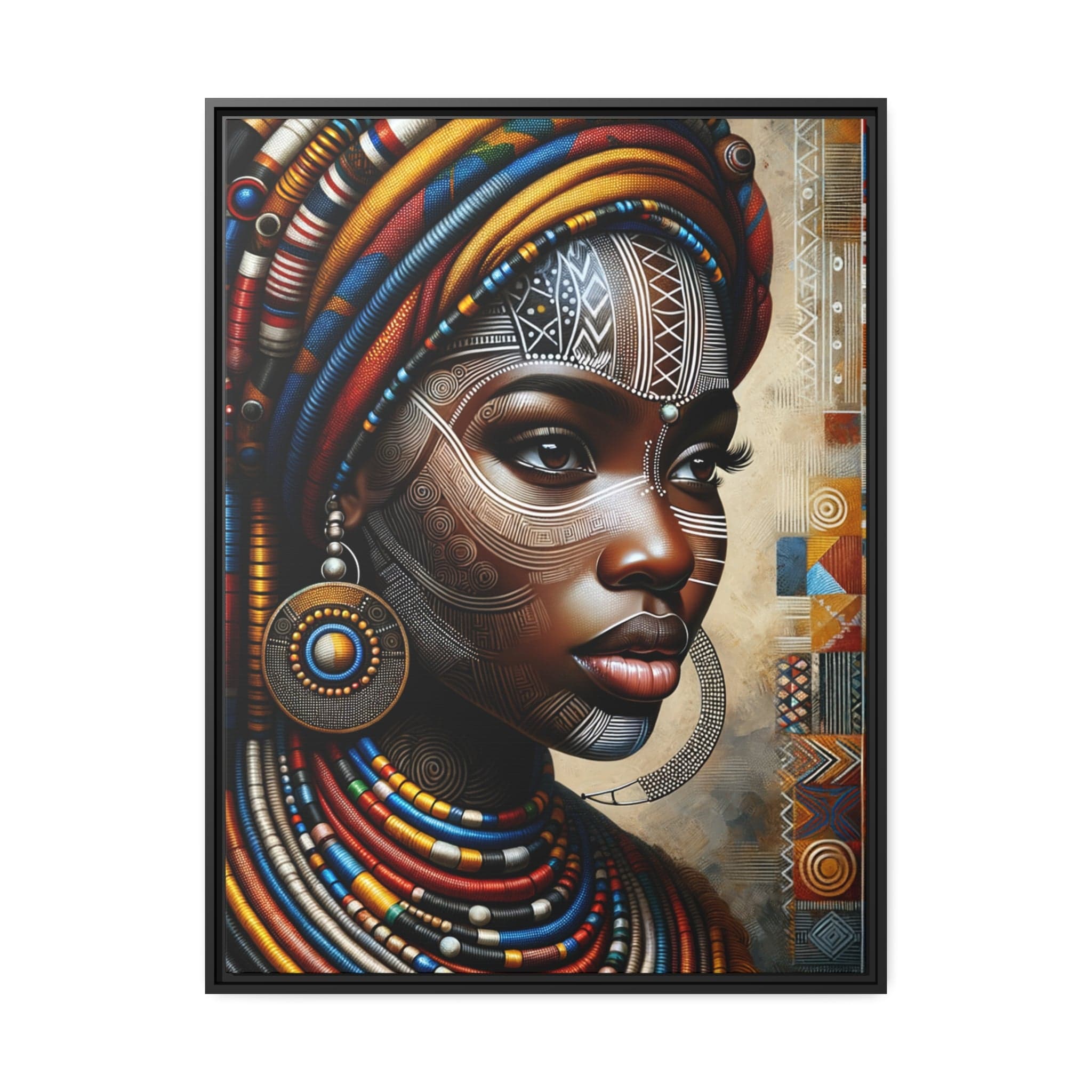 Printify Canvas 76.20 Cm" x 101.60 Cm" (Vertical) Tableau "Afrique Féminine: Le Portrait Coloré de la Beauté, la Force et l'Élégance"