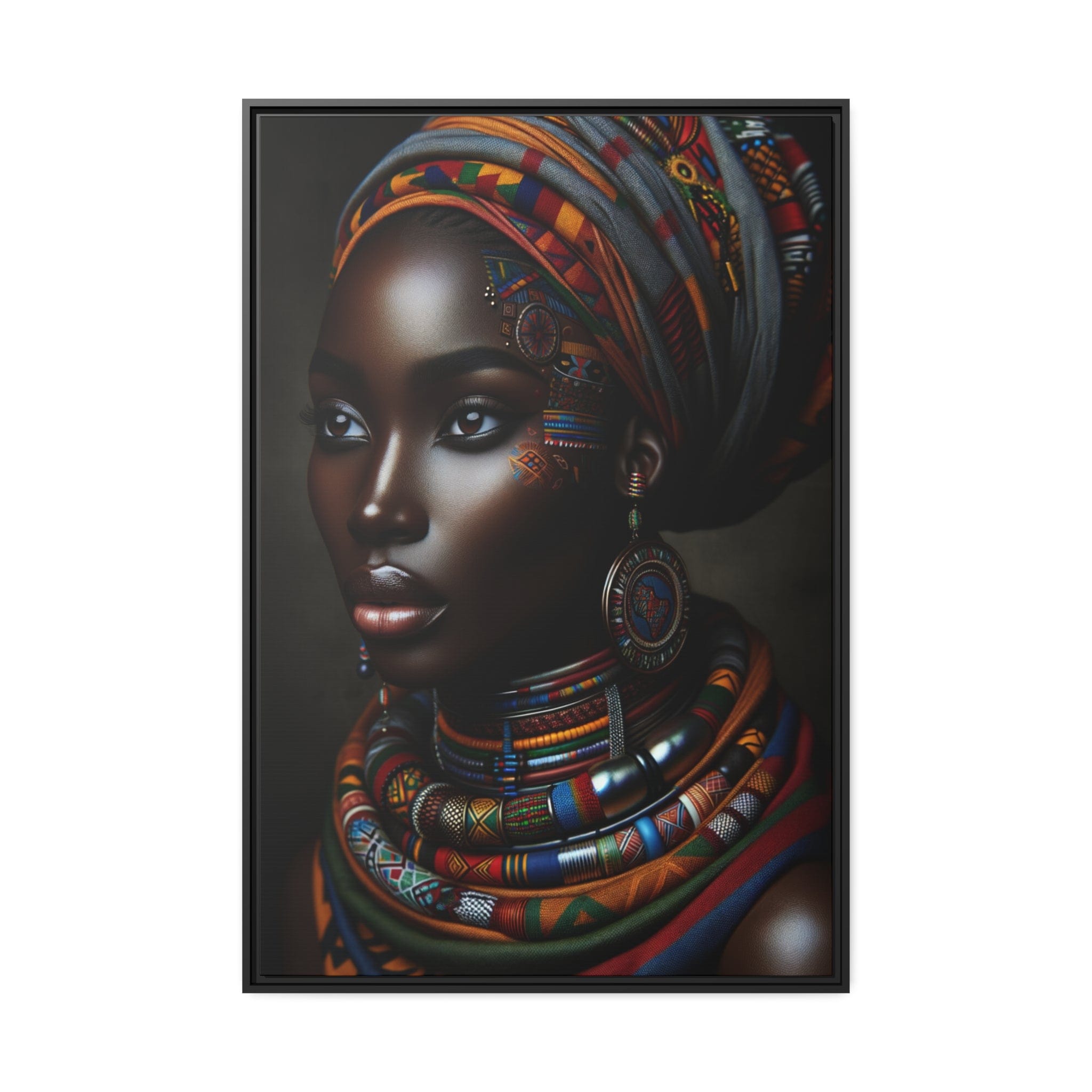 Printify Canvas 81.30 Cm″ x 121.90 Cm″ (Vertical) Tableau "La beauté africaine: un portrait captivant de la femme"