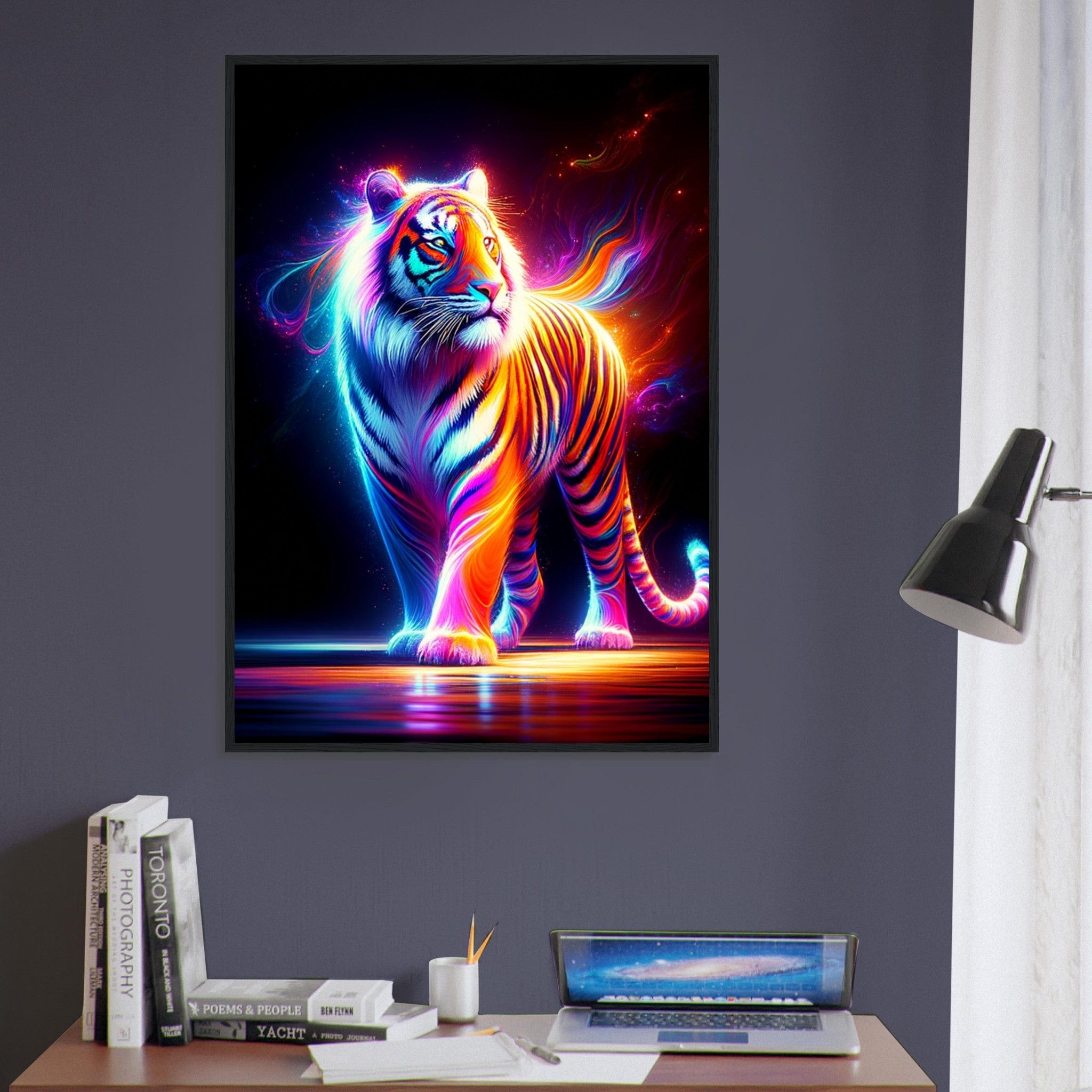 Canvanation Print Material Tableau Tigre Art Lumineux Noir