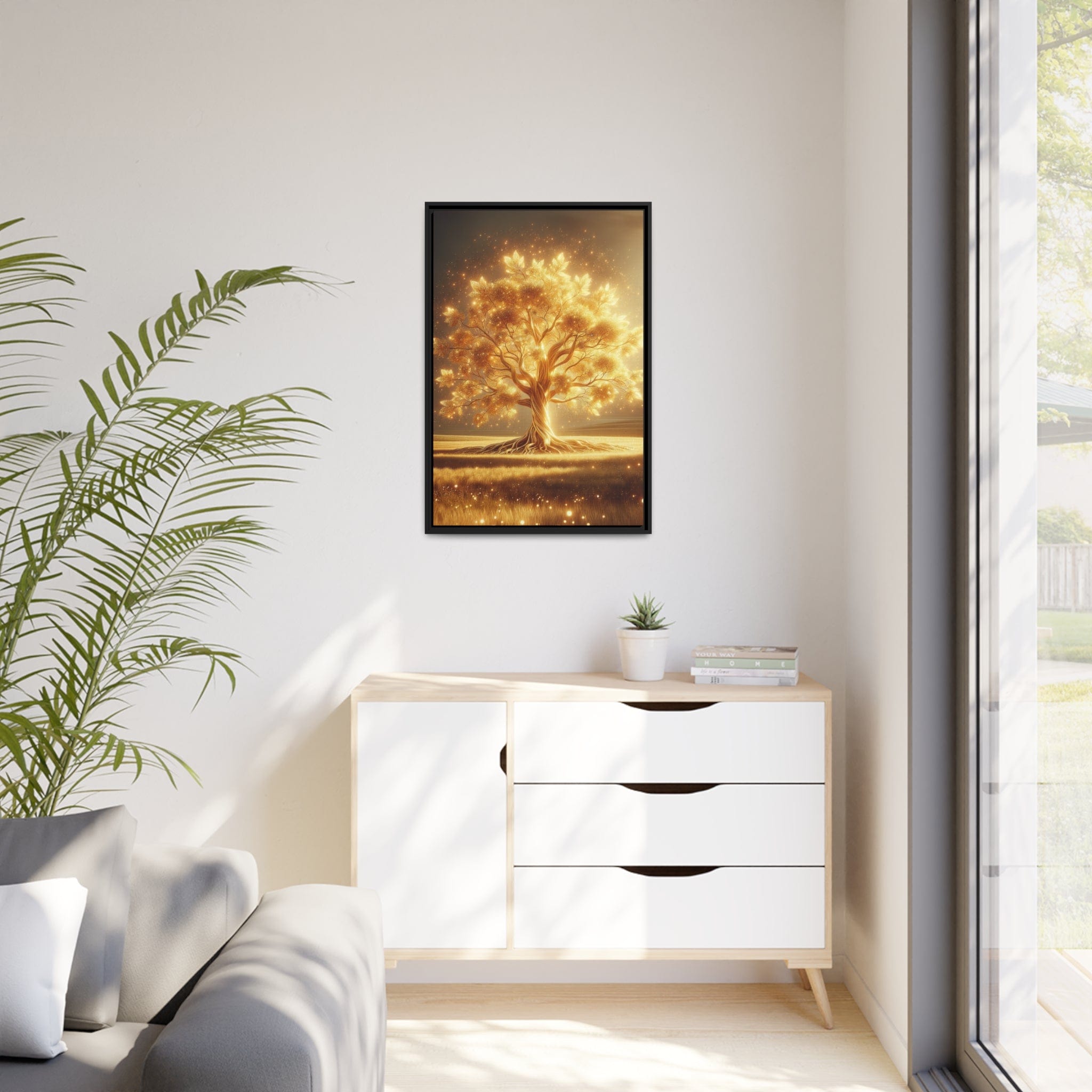 Printify Canvas Tableau Arbre De Vie Les Feuilles D'or Bruissent Dans Le Vent