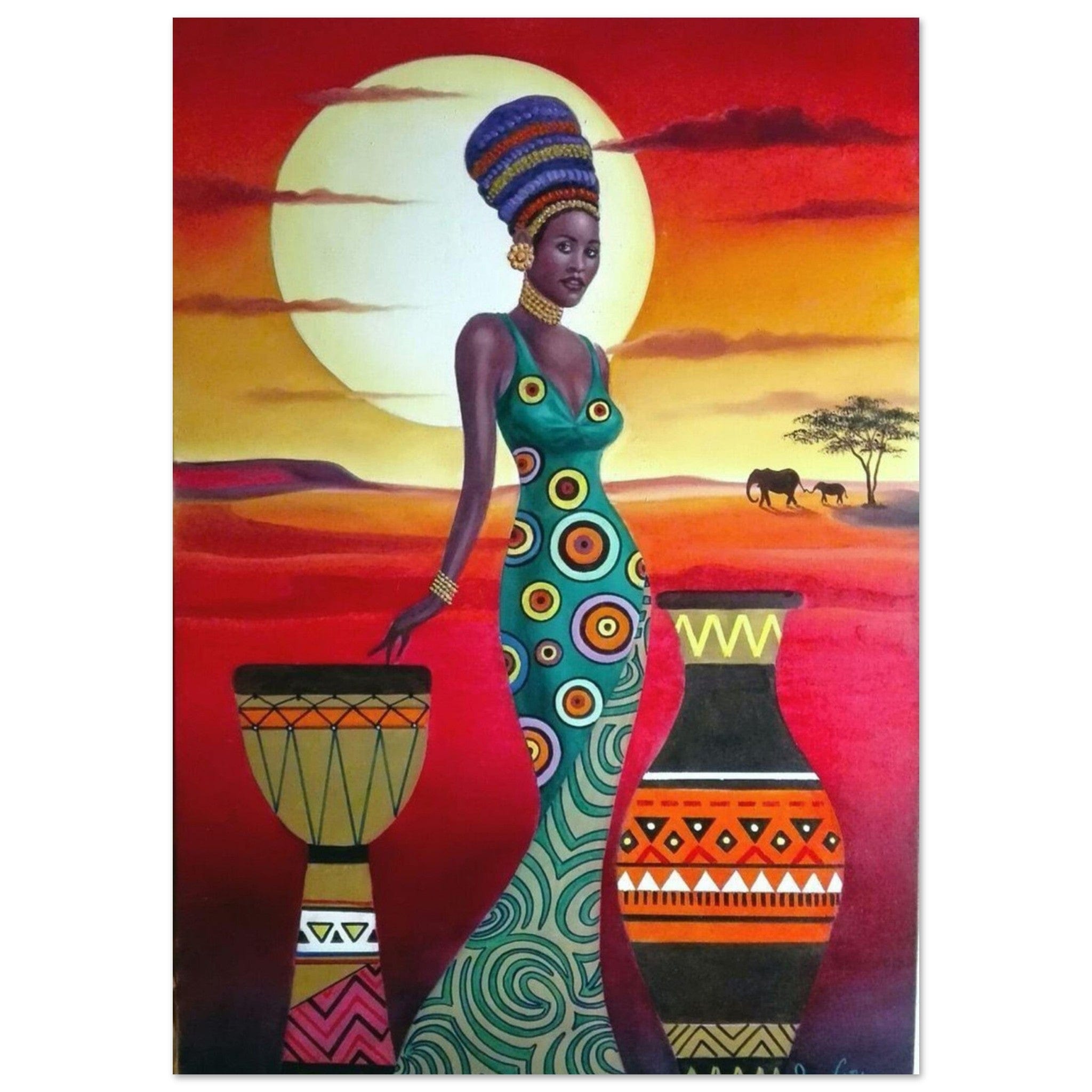 Peinture Africaine Femme Ebene - Canvanation