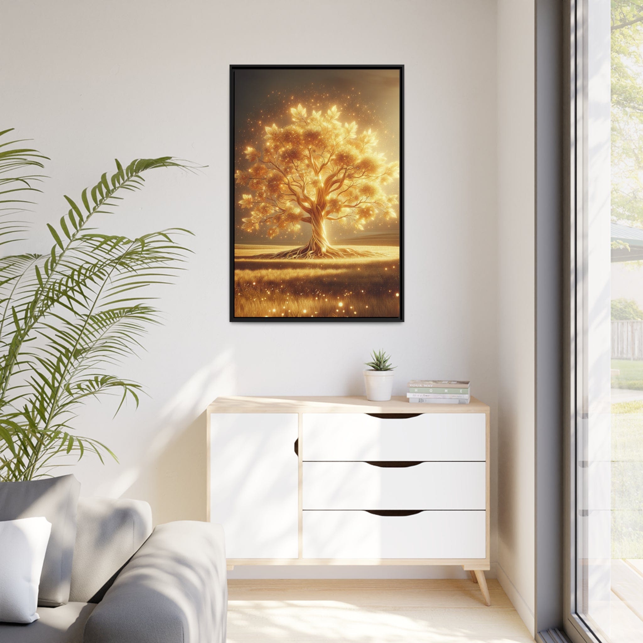 Printify Canvas Tableau Arbre De Vie Les Feuilles D'or Bruissent Dans Le Vent