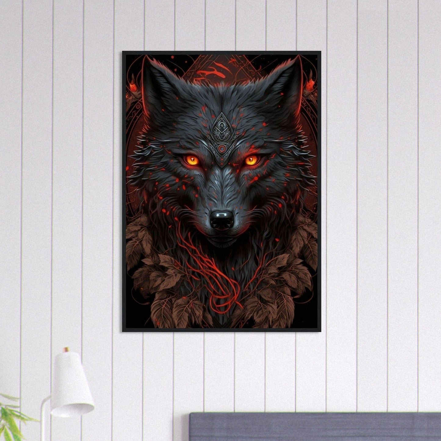 Tableau Loup Noir Yeux Rouge Canvanation