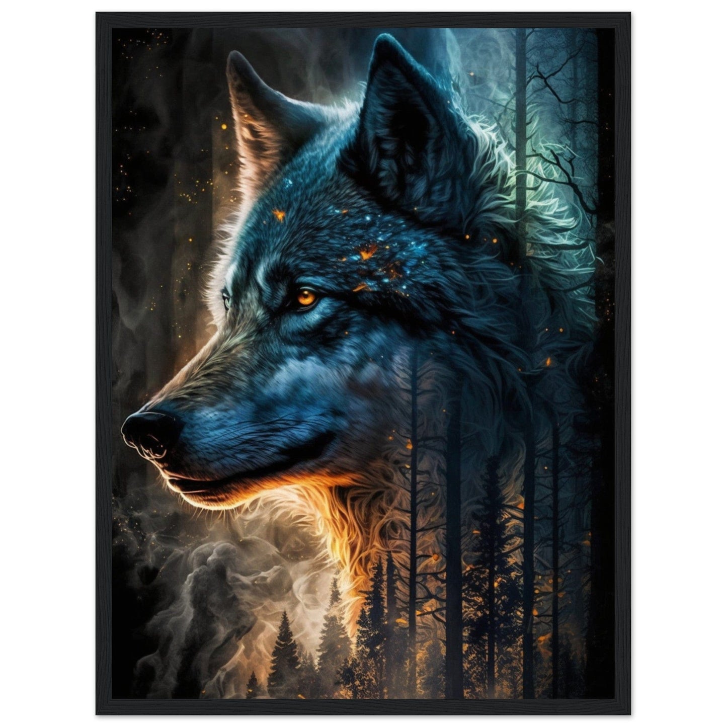 Tableau Loup Bleu - Canvanation