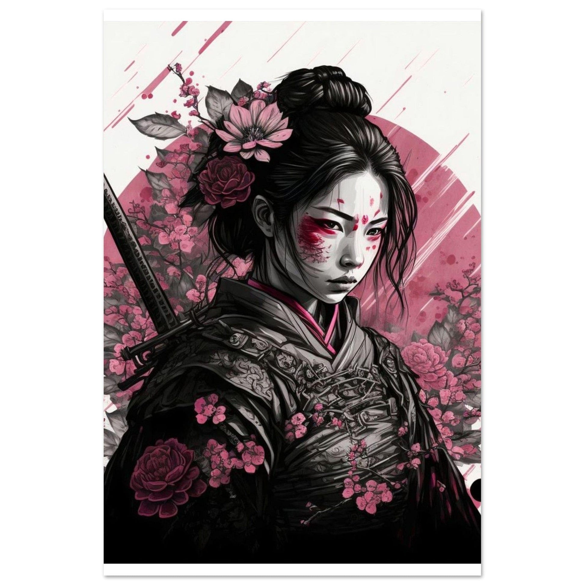 Poster Japon Geisha En Rouge Et Blanc Canvanation