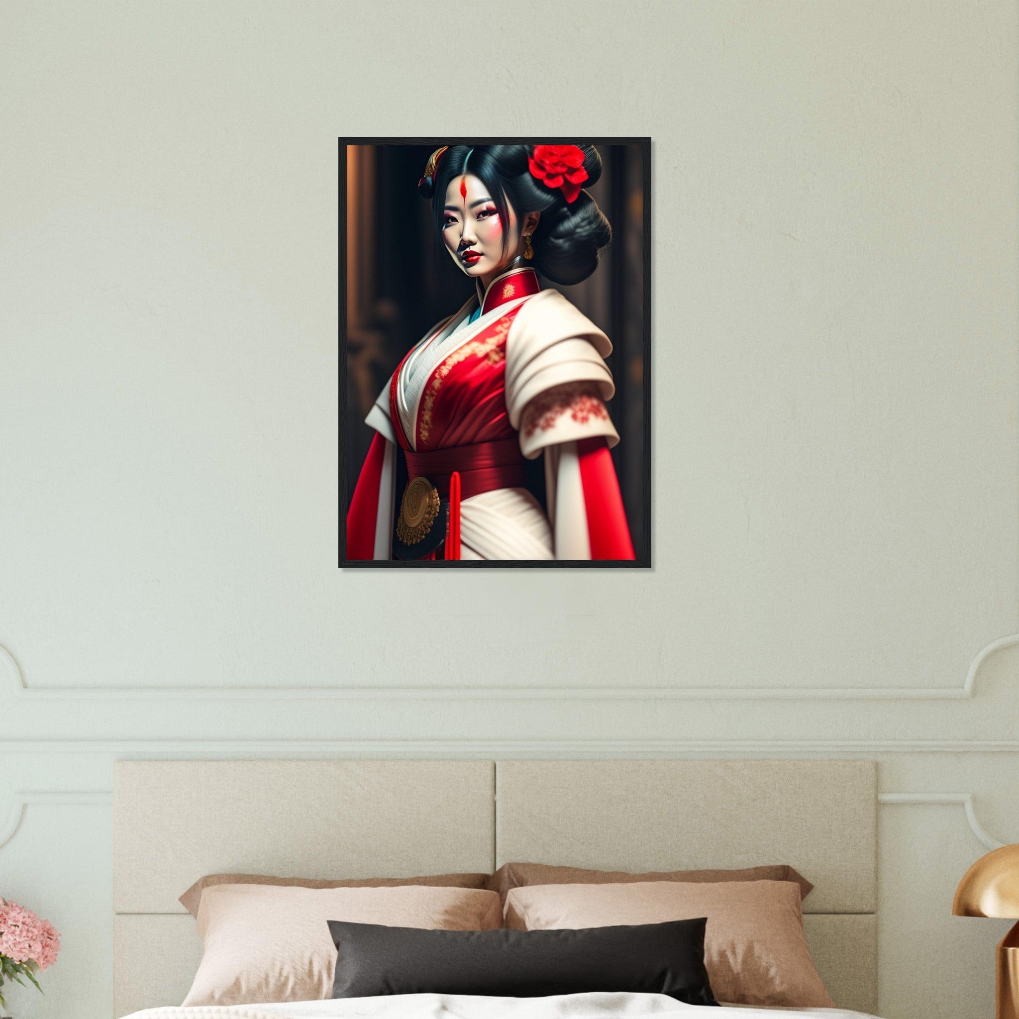 Tableau Japon Geisha En Rouge Et Blanc Canvanation