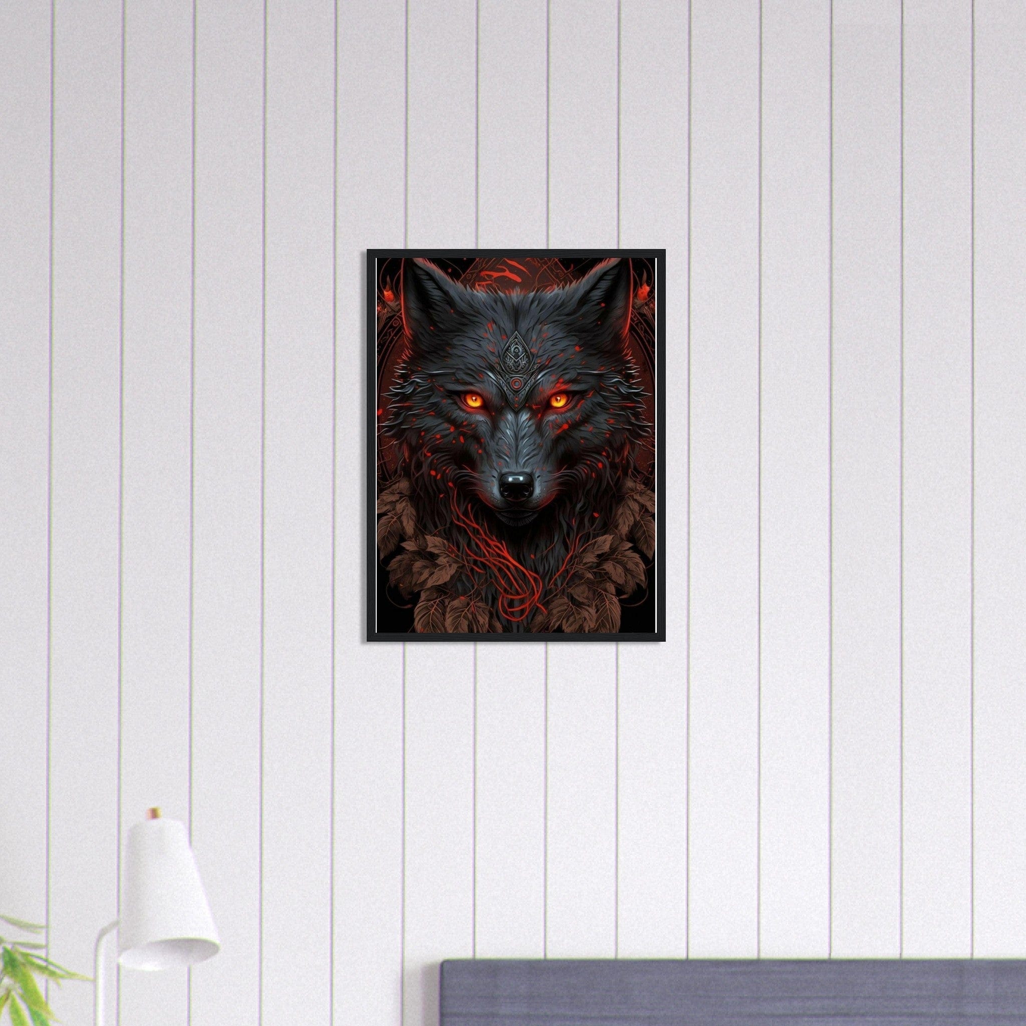 Canvanation Print Material 45x60 cm / 18x24″ Tableau Loup Noir Yeux Rouge