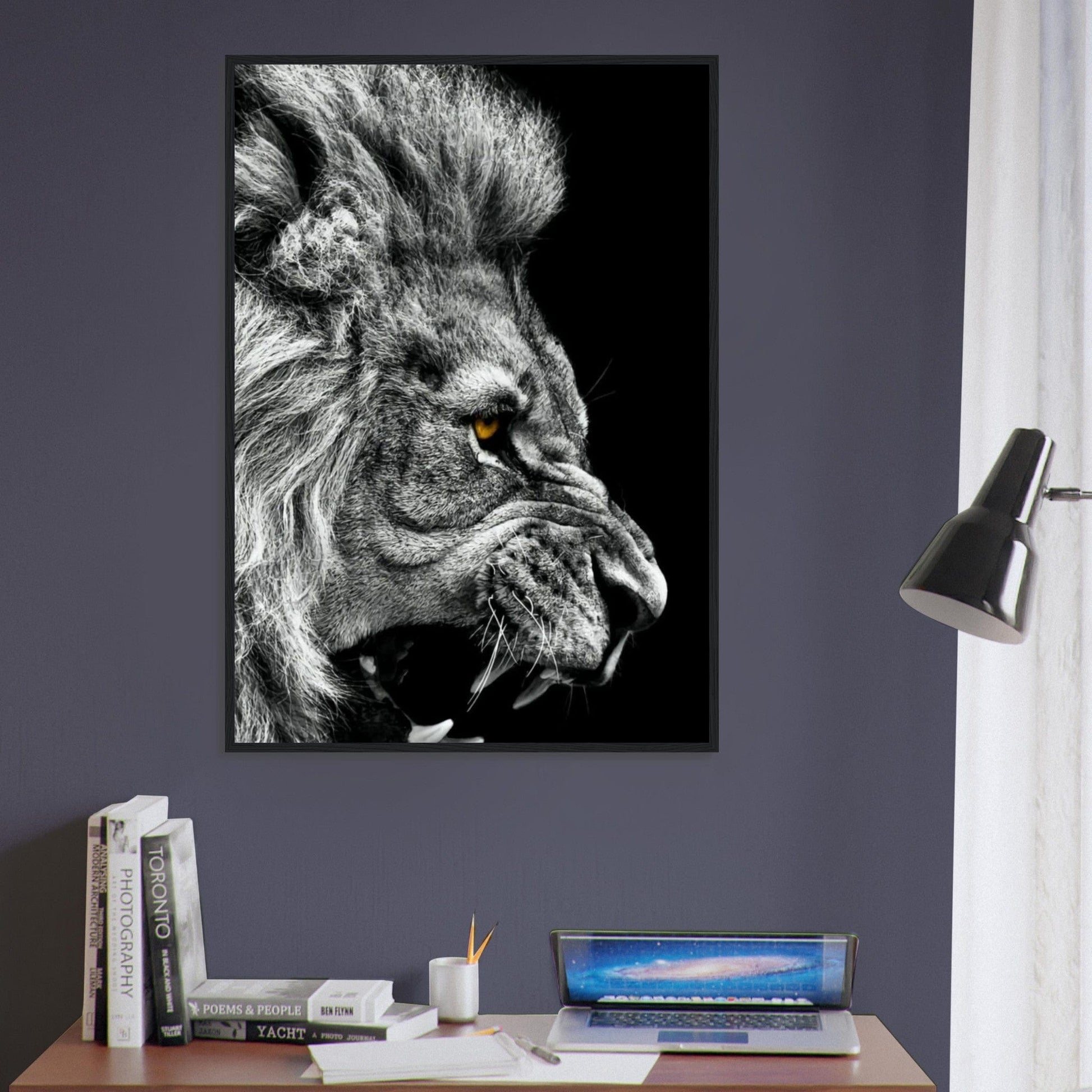 Tableau Street Art Lion Noir Et Blanc