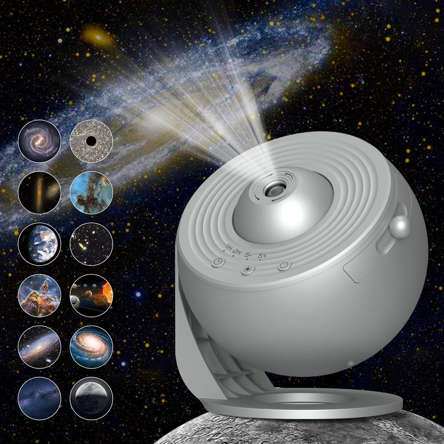 Canvanation Argent/Lune / Prise USB Projecteur Rotatif Galaxy 360°