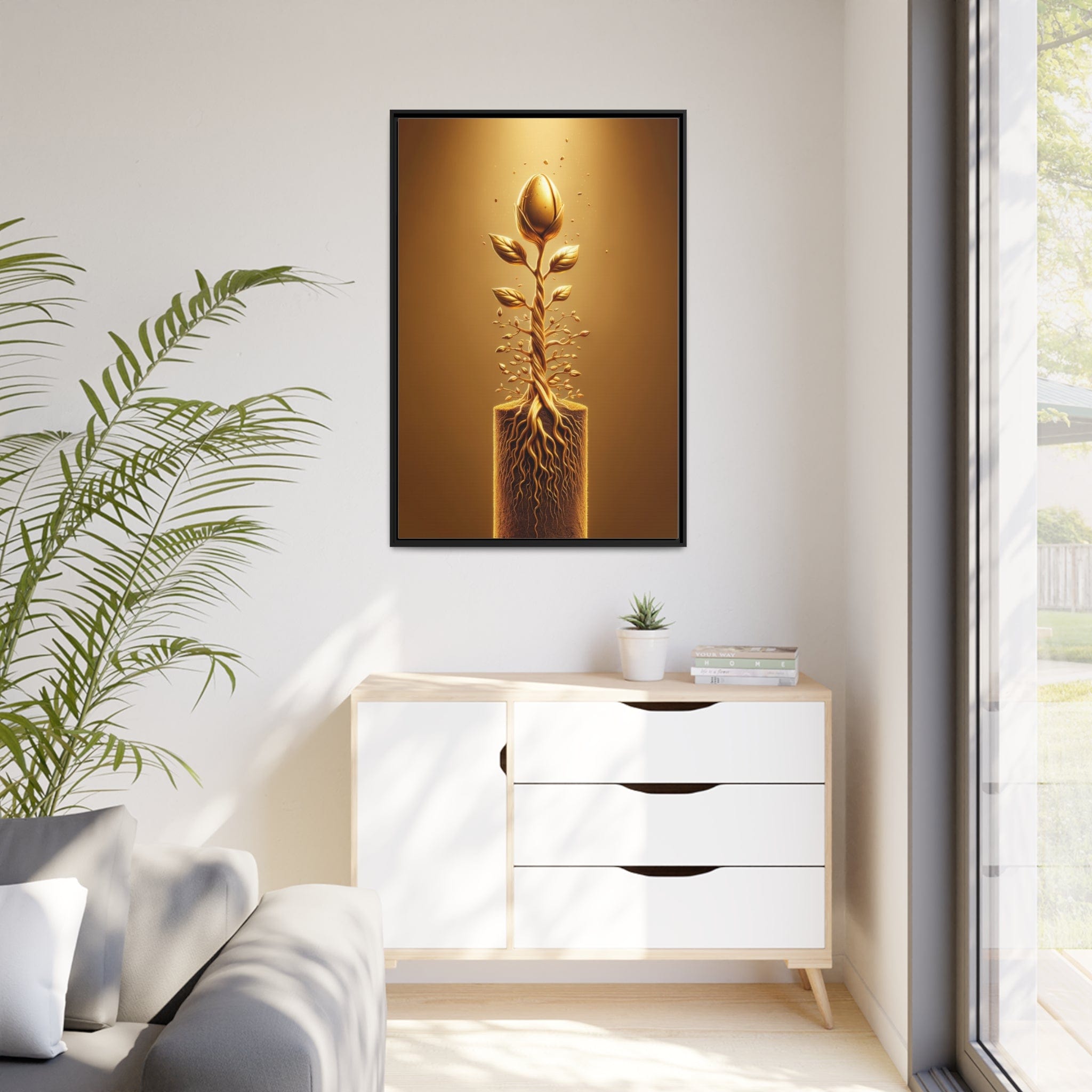 Printify Canvas Tableau L'Arbre de Vie éclatant d'or