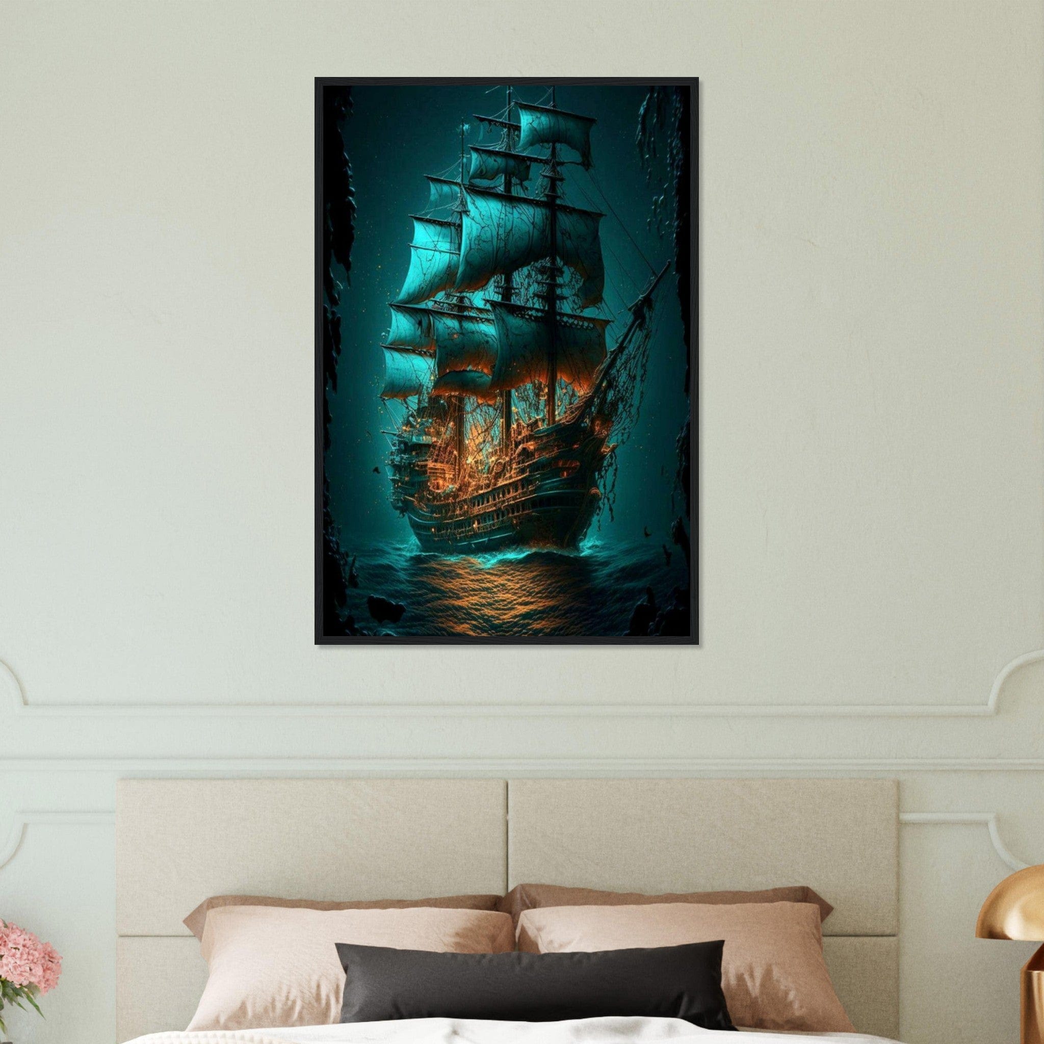 Canvanation Print Material 60x90 cm / 24x36″ Tableau Voilier Pirate De Nuit