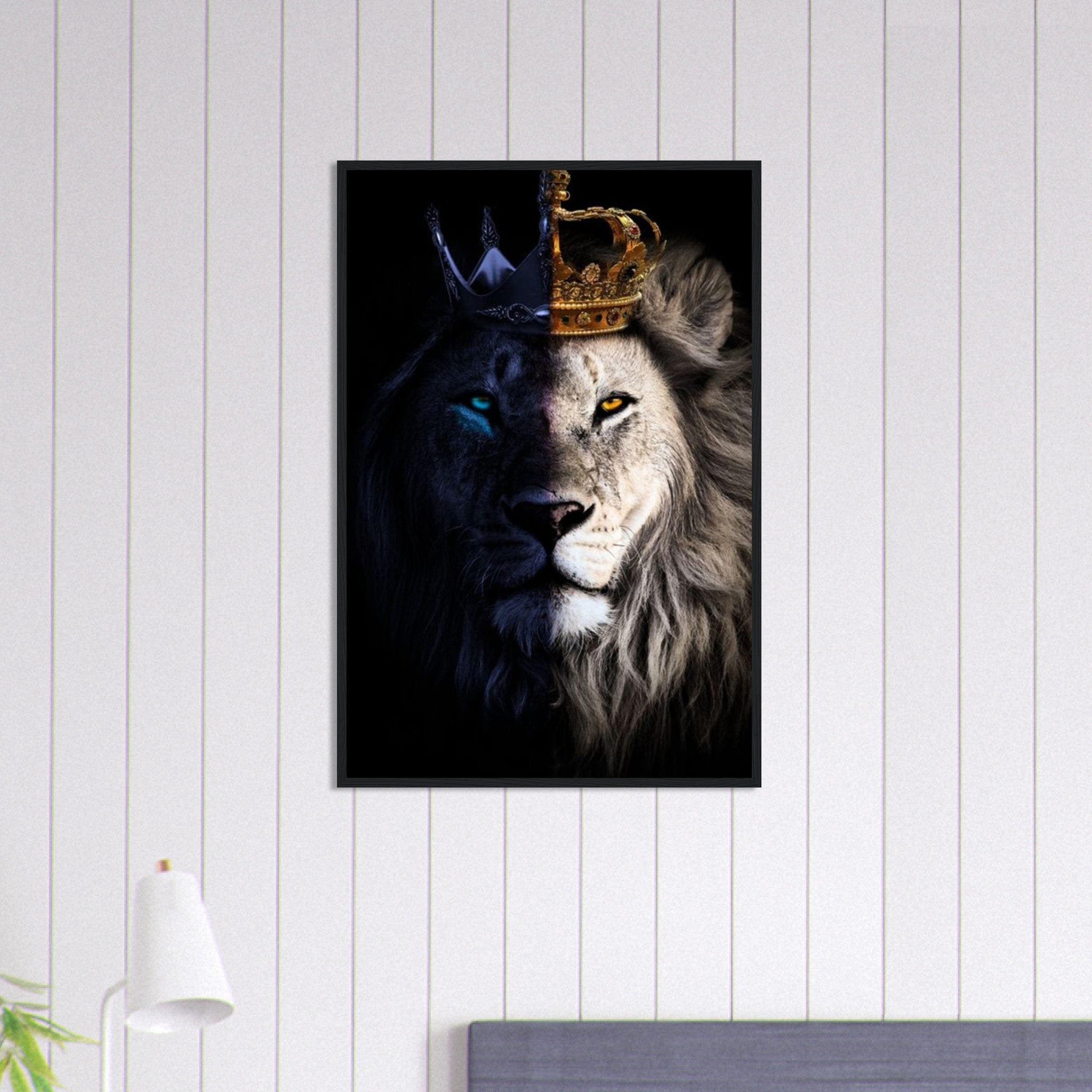 Canvanation Print Material 60x90 cm / 24x36″ Tableau Lion Blanc Et Bleu