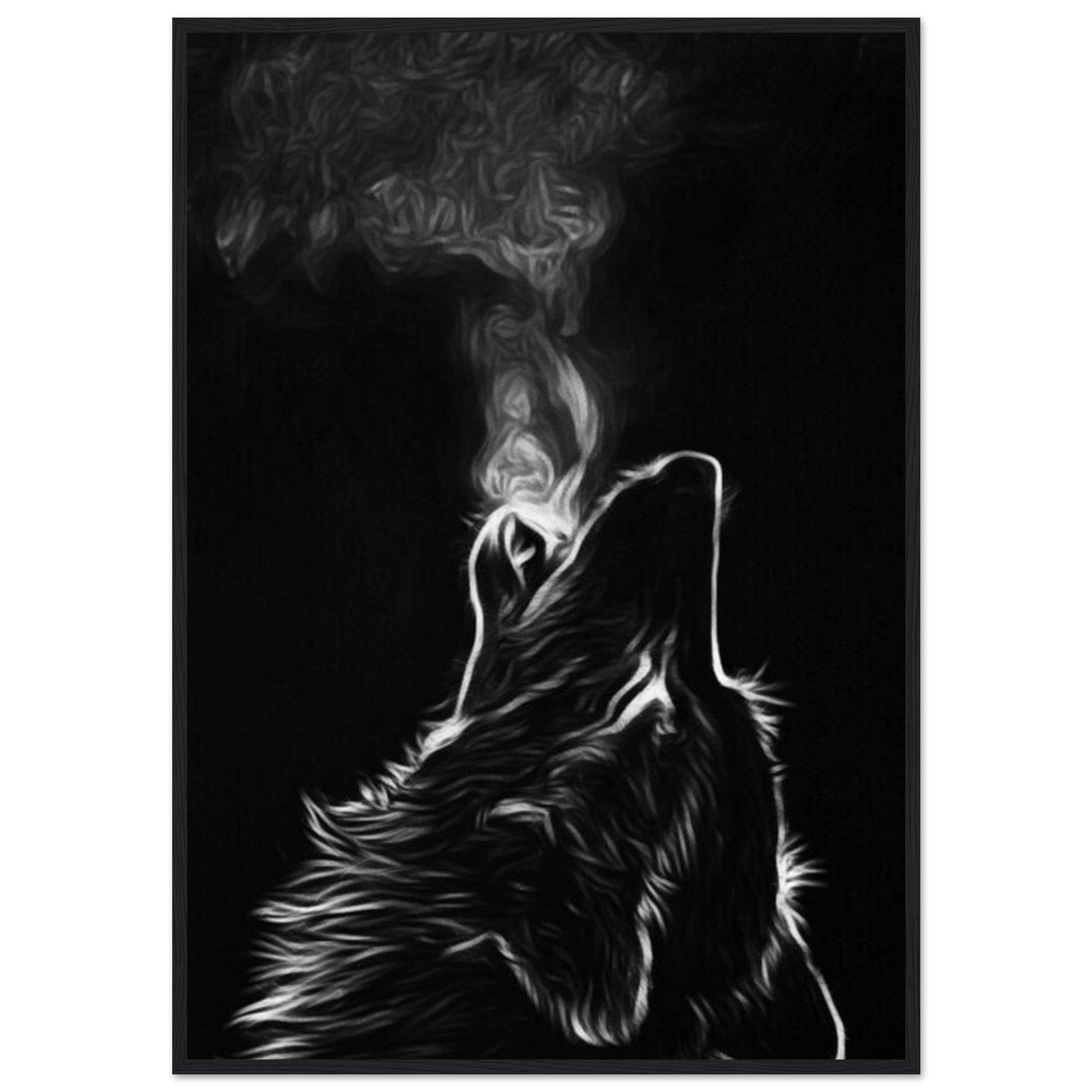 Tableau Loup Fumé Noir Et Blanc - Canvanation