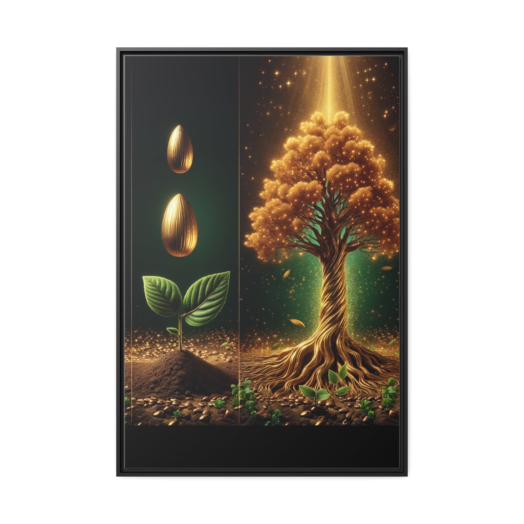 Printify Canvas 81.30 Cm″ x 121.90 Cm″ (Vertical) Tableau La splendeur éternelle d'un Arbre de Vie doré